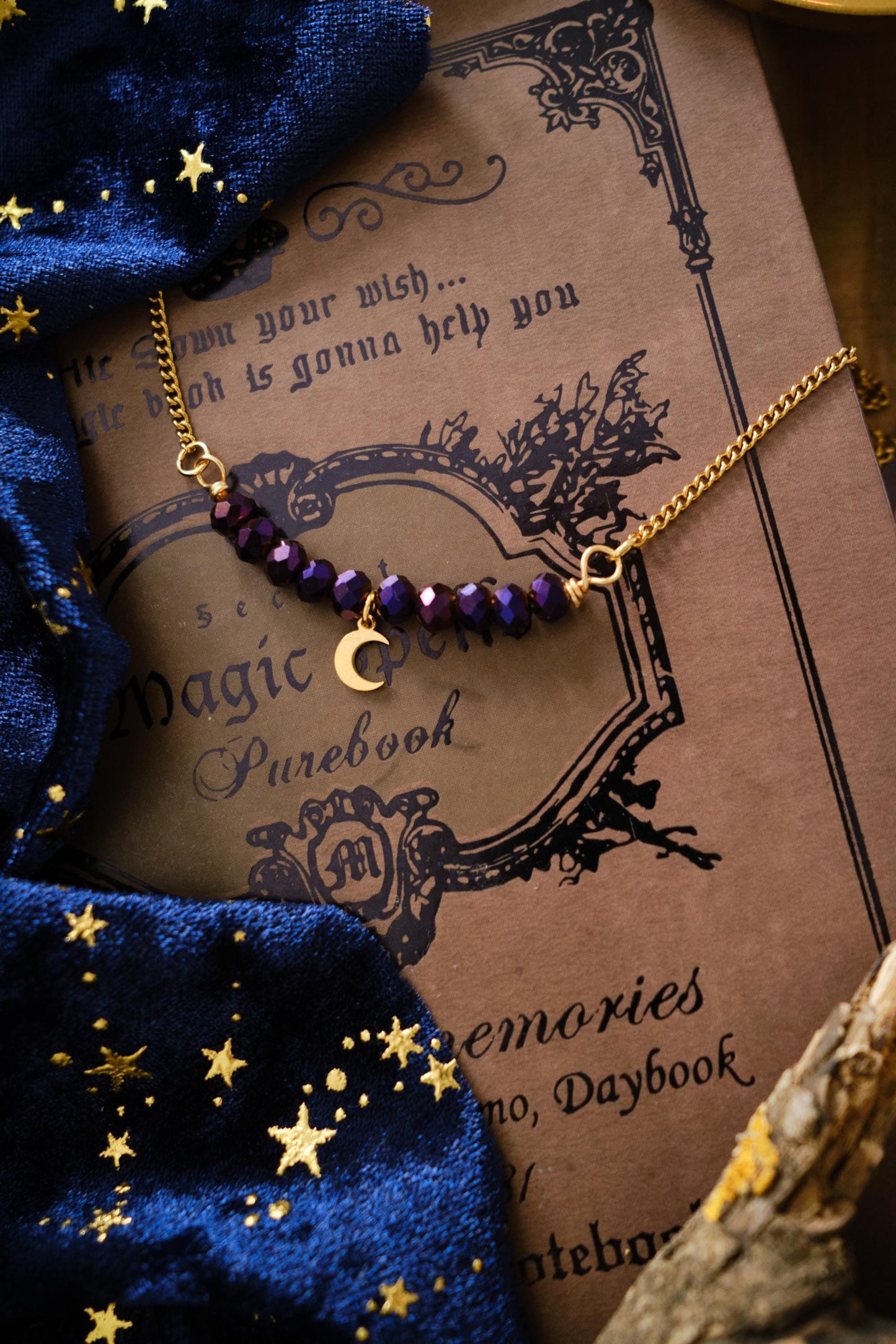 Dainty Gold Star Necklace, Personalizable! Moon or Star with Sparkly Beads, Choose your Color and Style! Gold Whimsigoth Jewelry