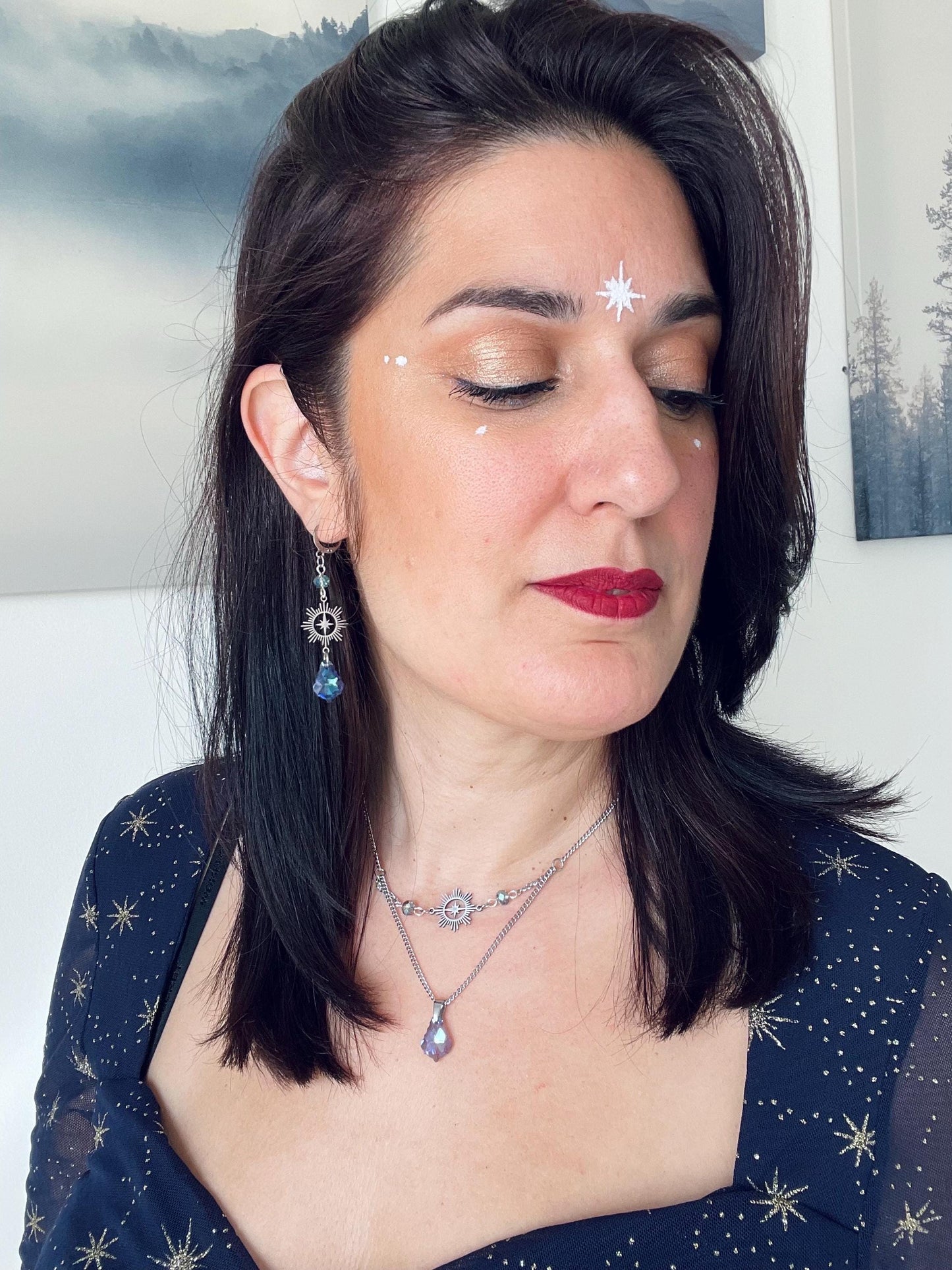 Celestial Necklace, Double-strand Whimsigoth Choker, Witchy Jewelry