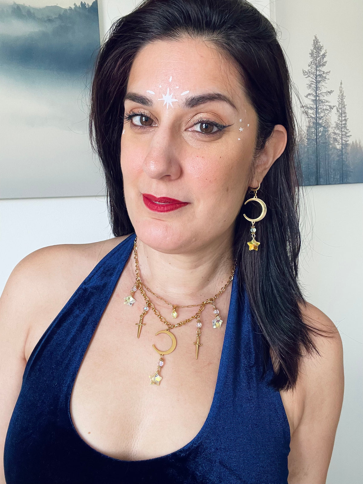 Moon and Star Suncatcher Earrings, Mismatched Earrings.