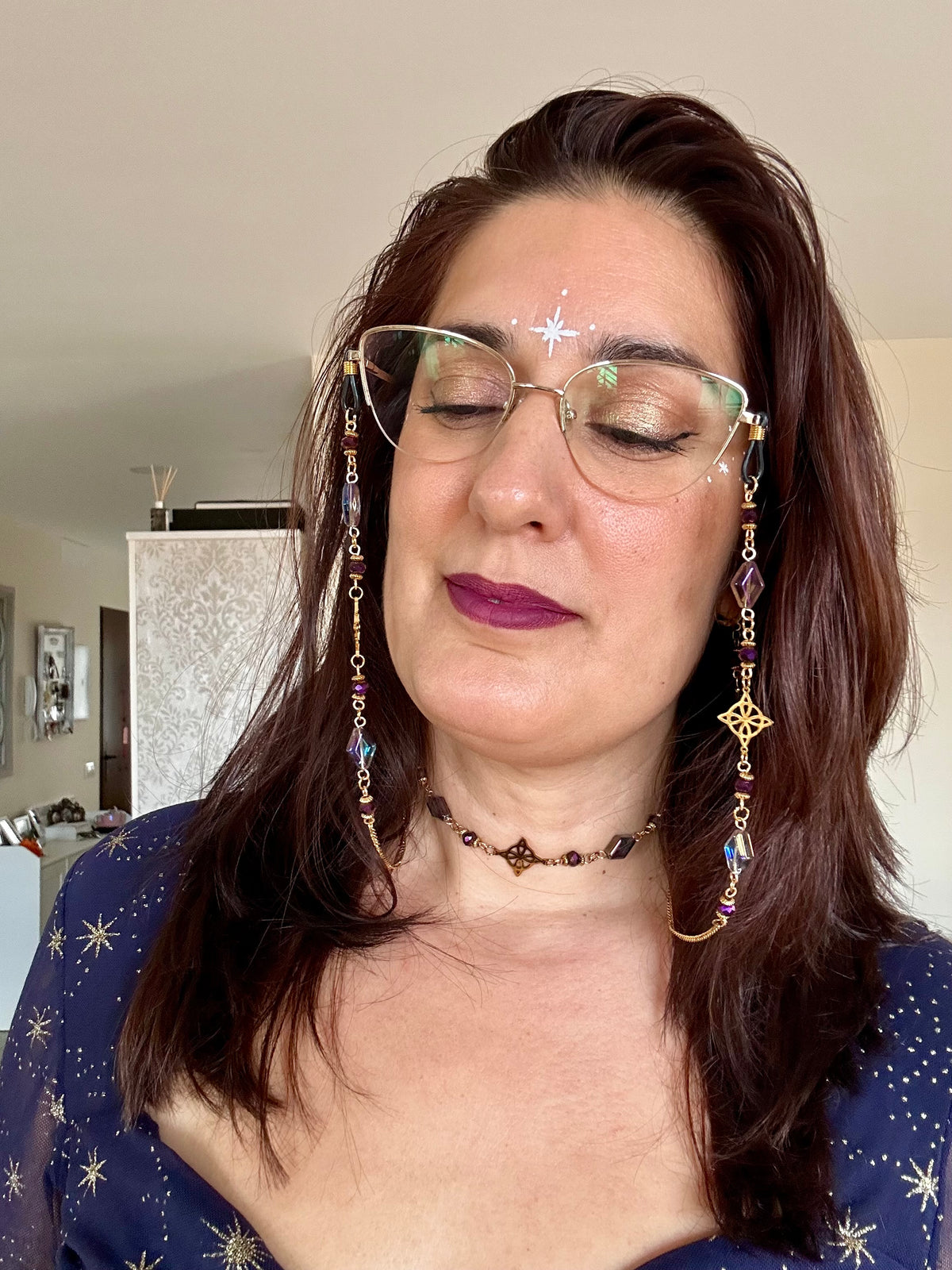 Cadena para Gafas Whimsigoth con Nudo de Bruja
