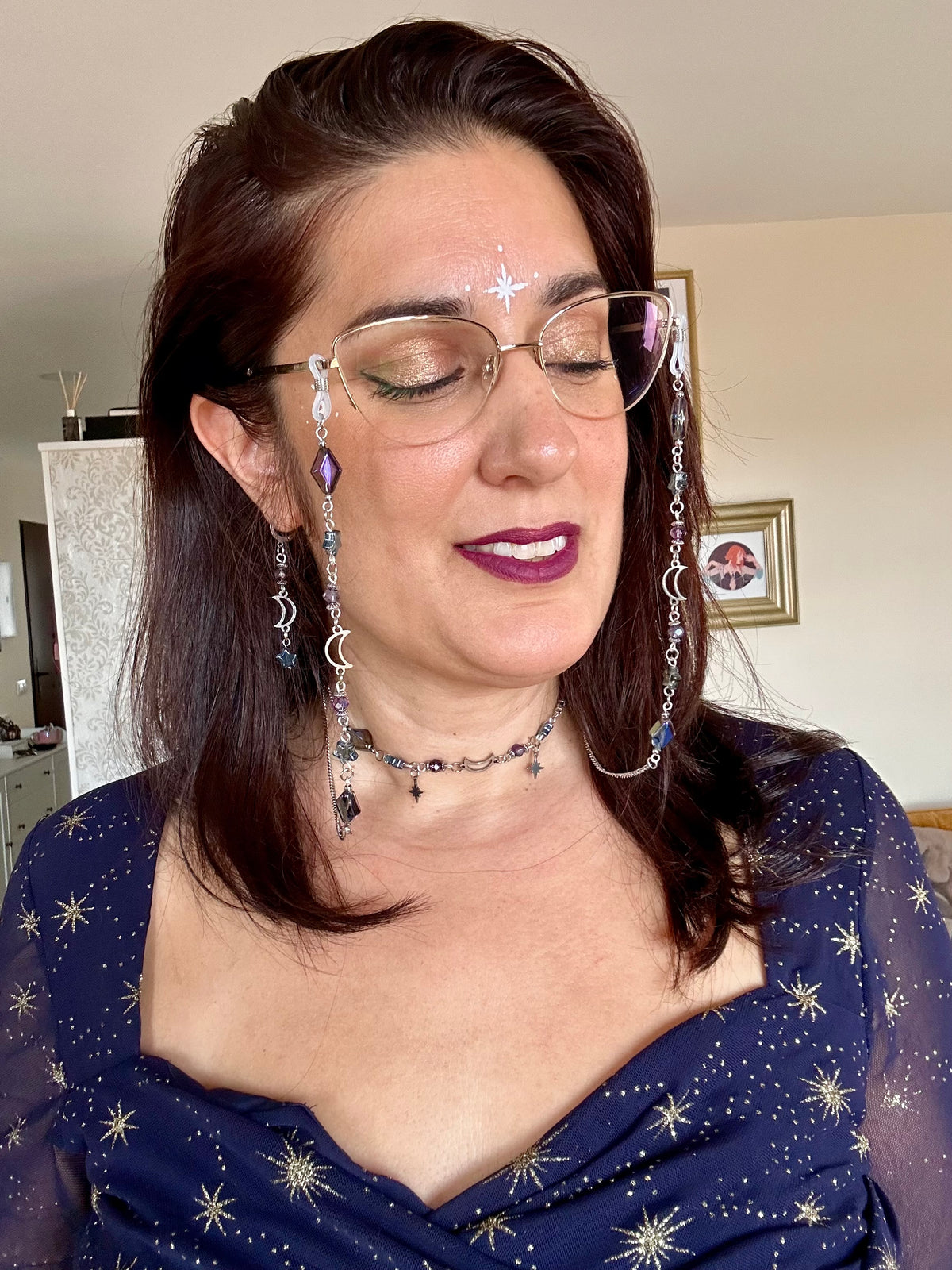 Cadena para Gafas Whimsigoth de Luna y Estrellas