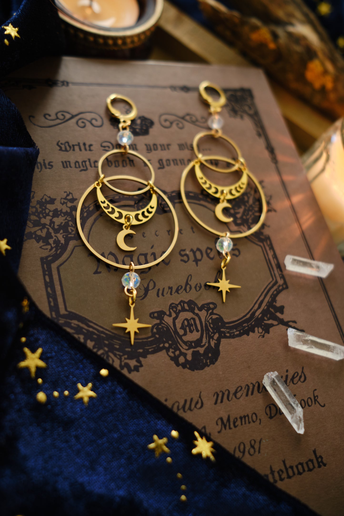 Pendientes Celestiales de Fases Lunares .