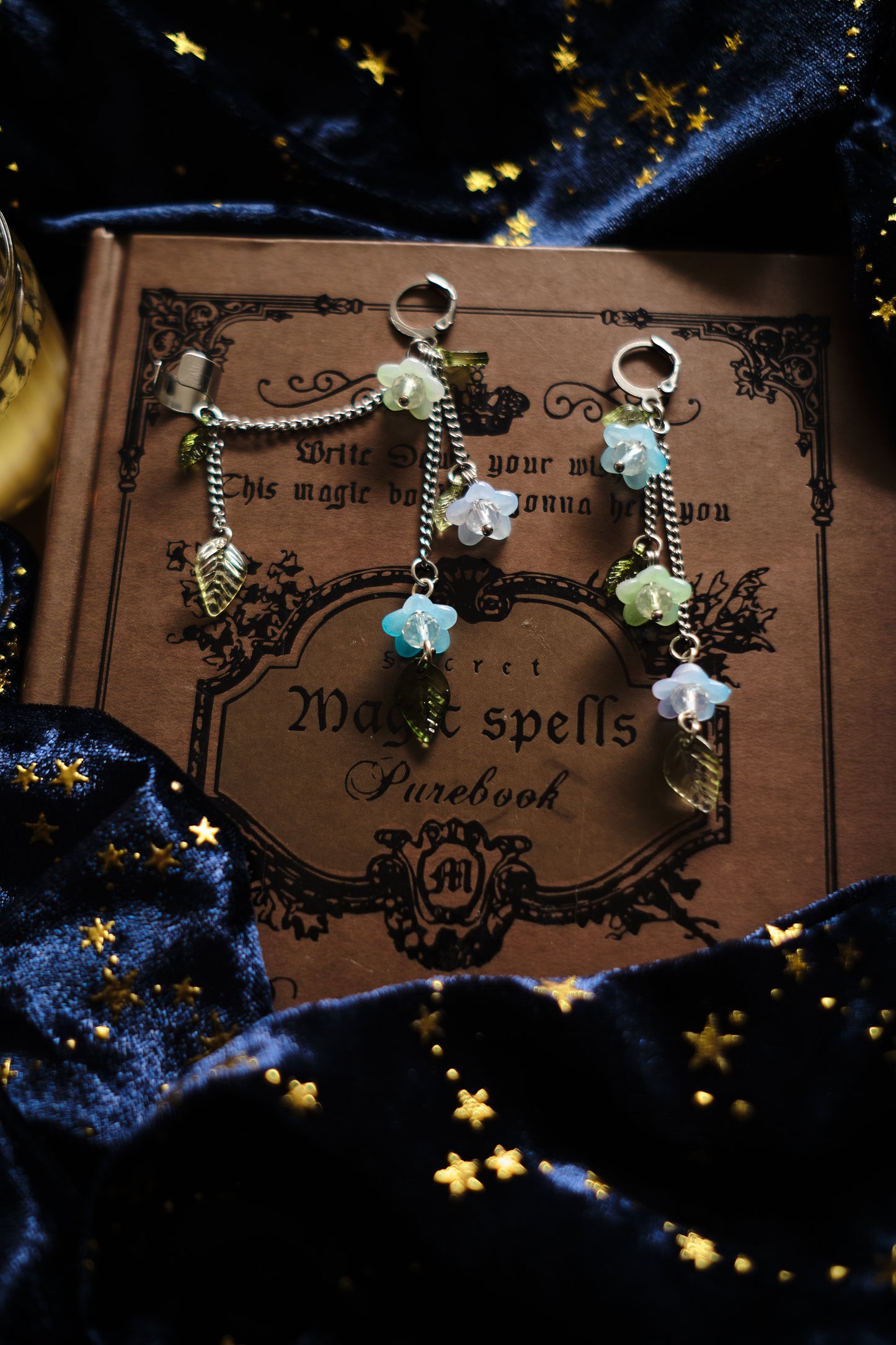 Pendientes de Flores y Cadenitas con Ear Cuff