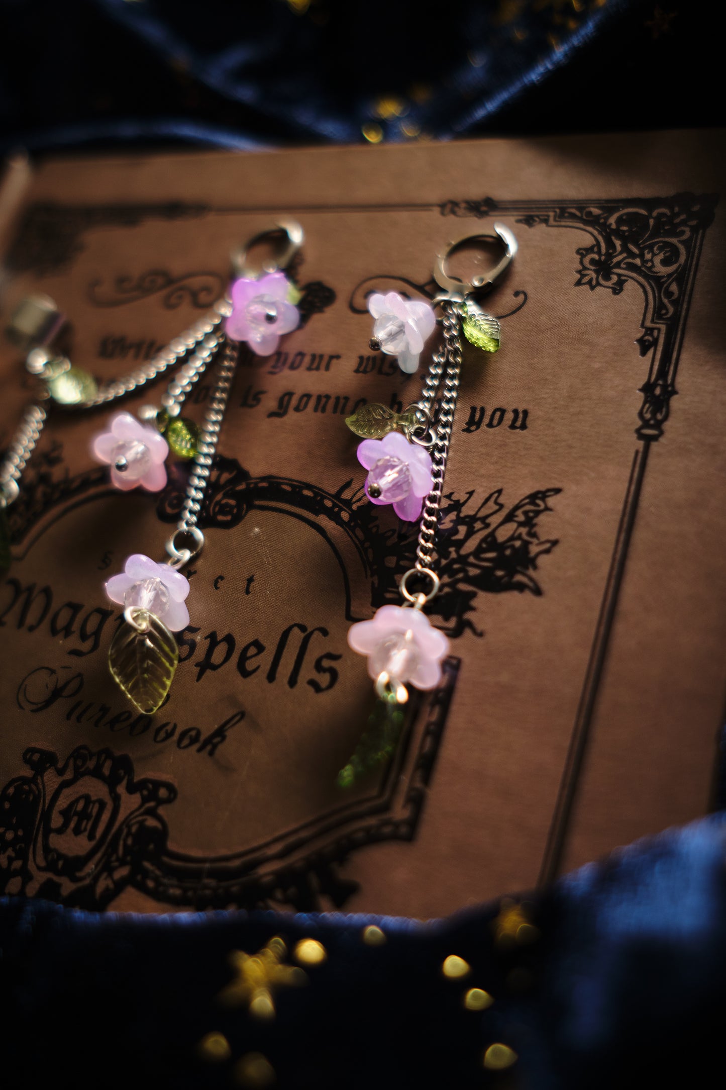 Pendientes de Flores y Cadenitas con Ear Cuff
