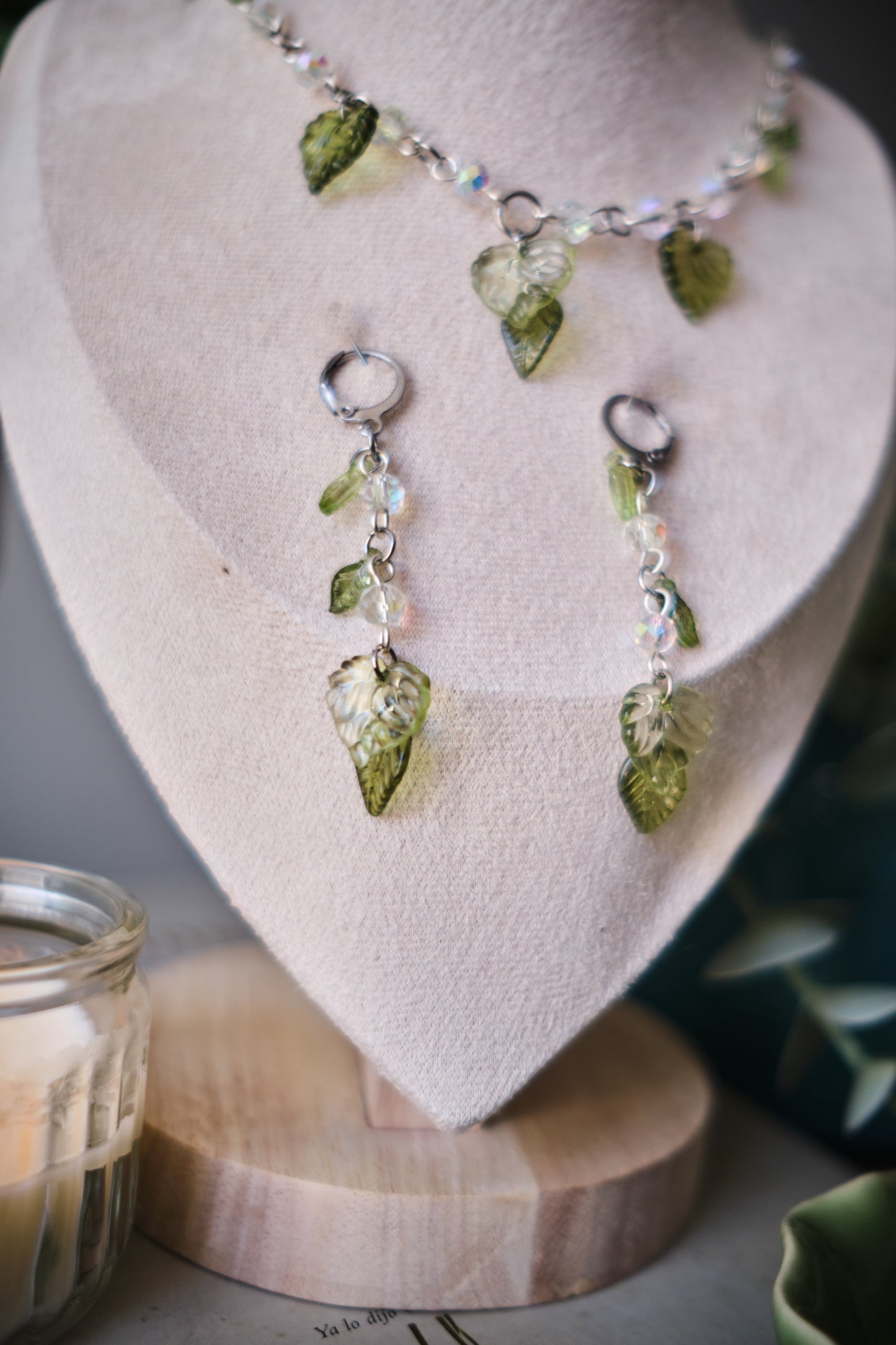 Pendientes Fairycore de Cuentas con Flores y Hojas