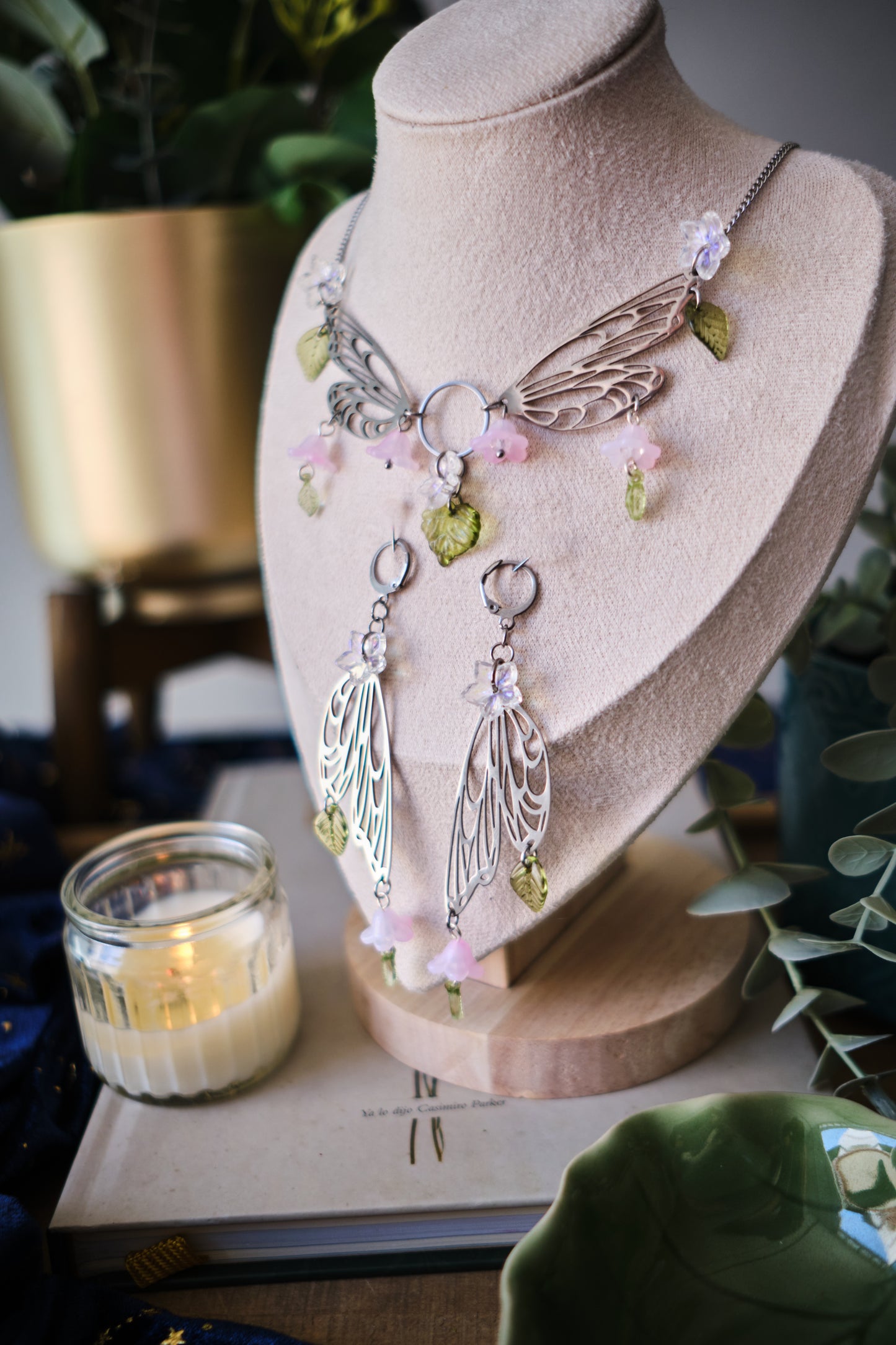 Pendientes Fairycore de Alas y Flores
