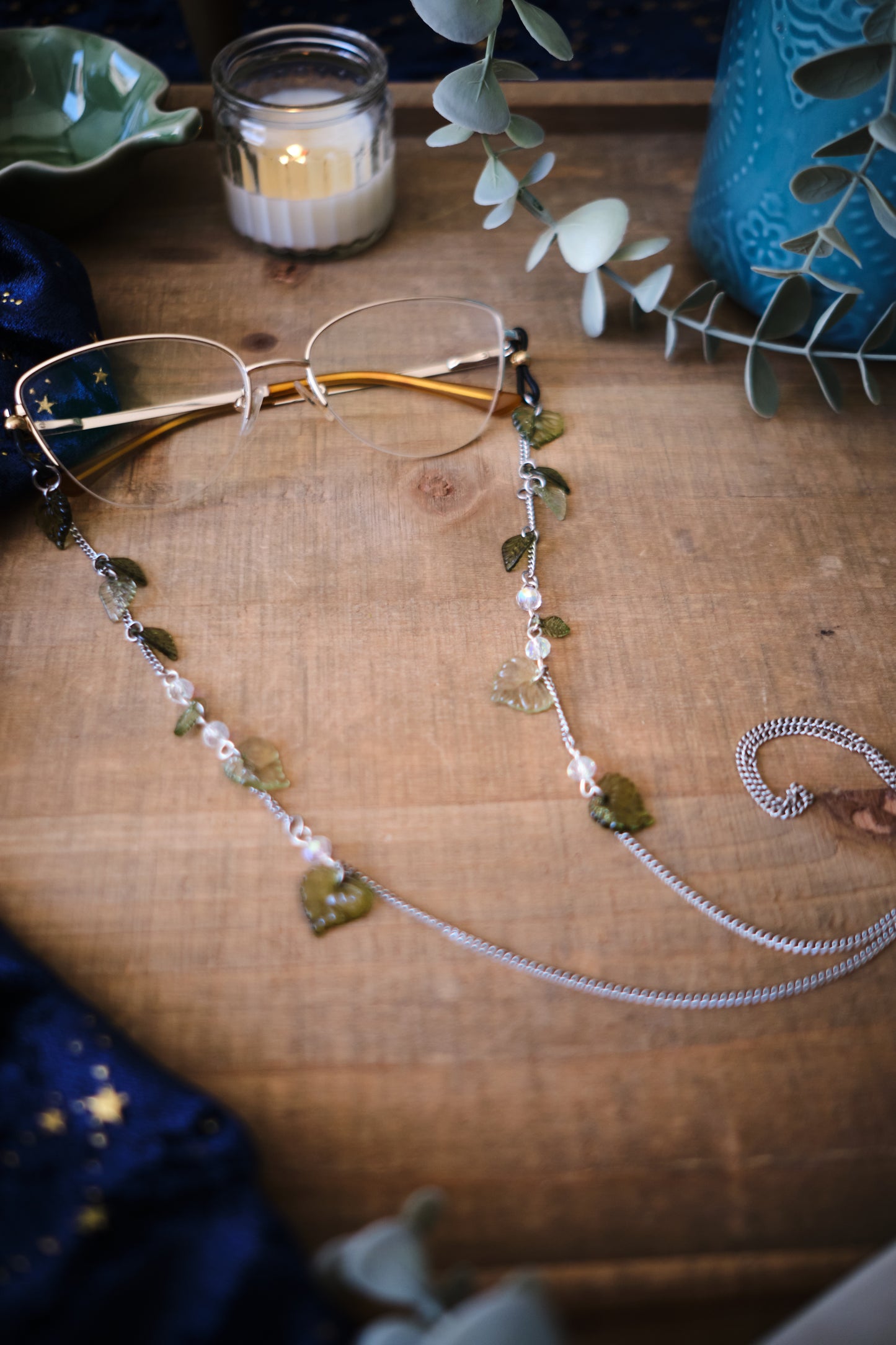 Cadena para Gafas Fairycore con Flores y Hojas