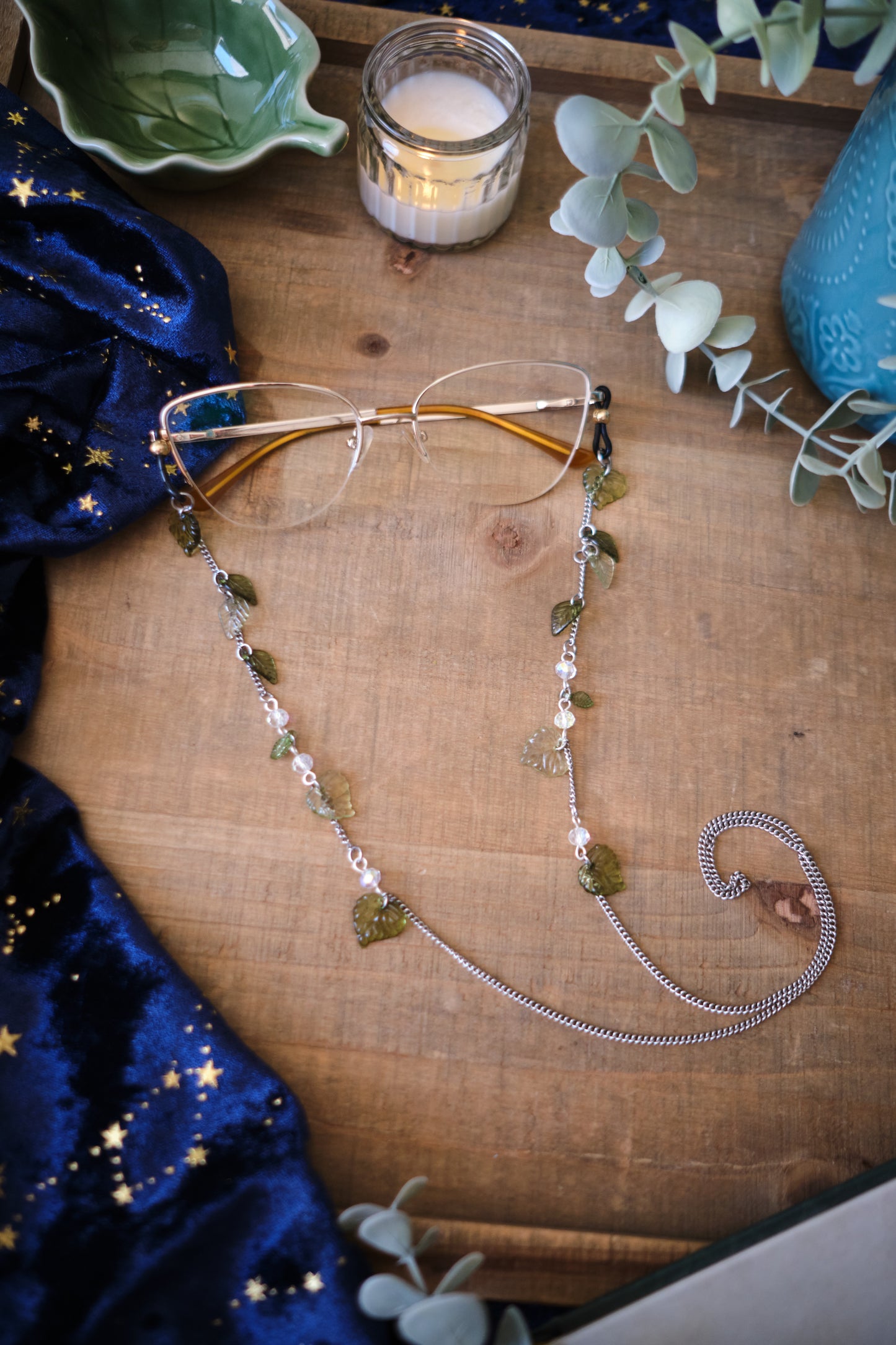 Cadena para Gafas Fairycore con Flores y Hojas