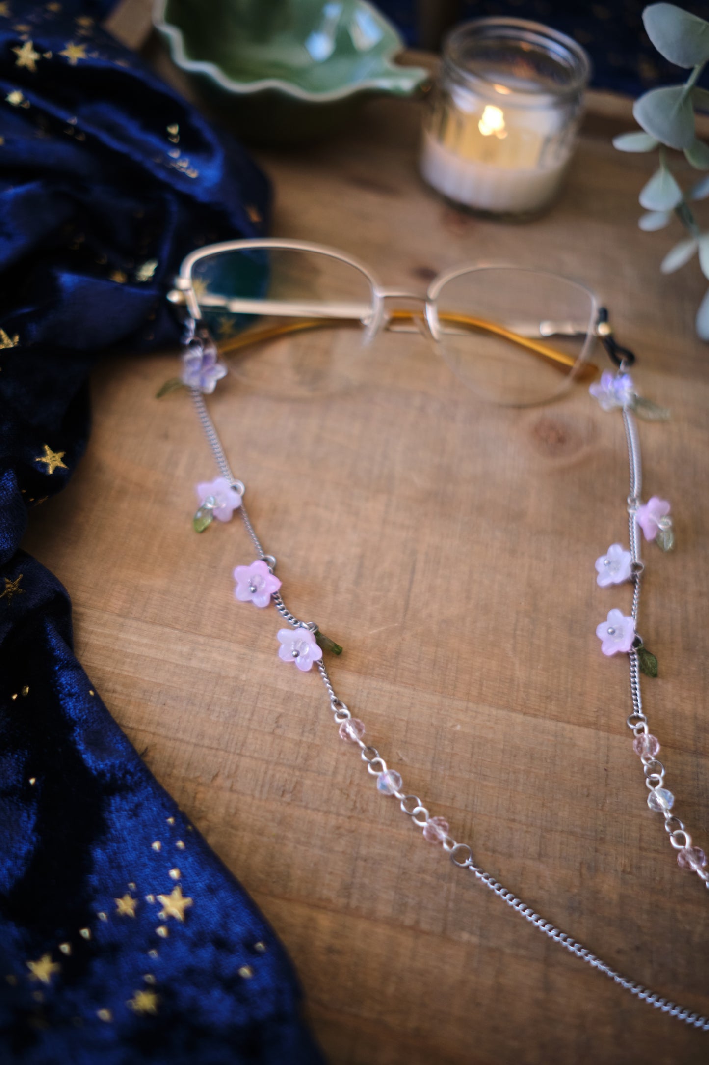 Cadena para Gafas Fairycore con Flores y Hojas