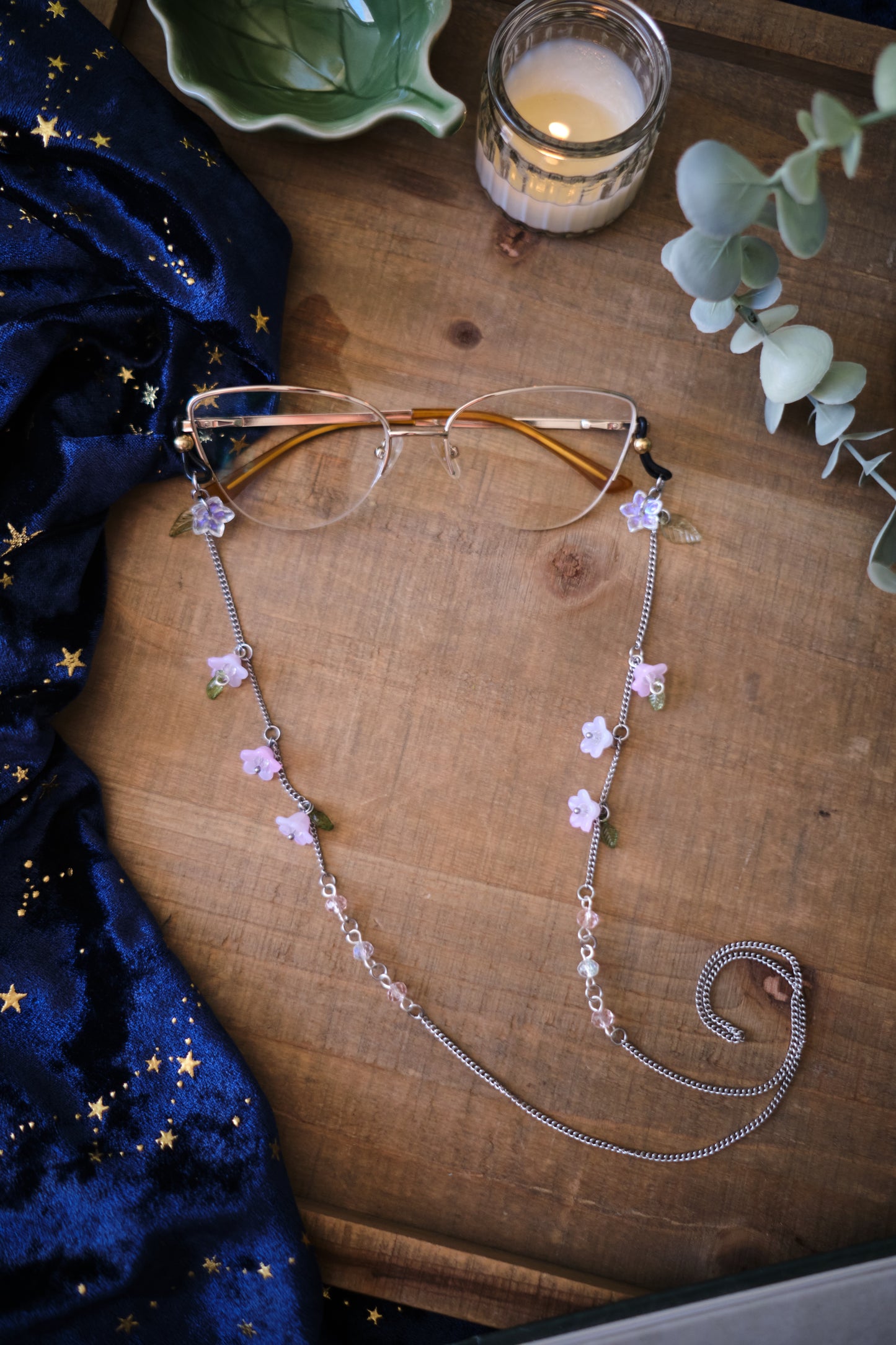 Cadena para Gafas Fairycore con Flores y Hojas