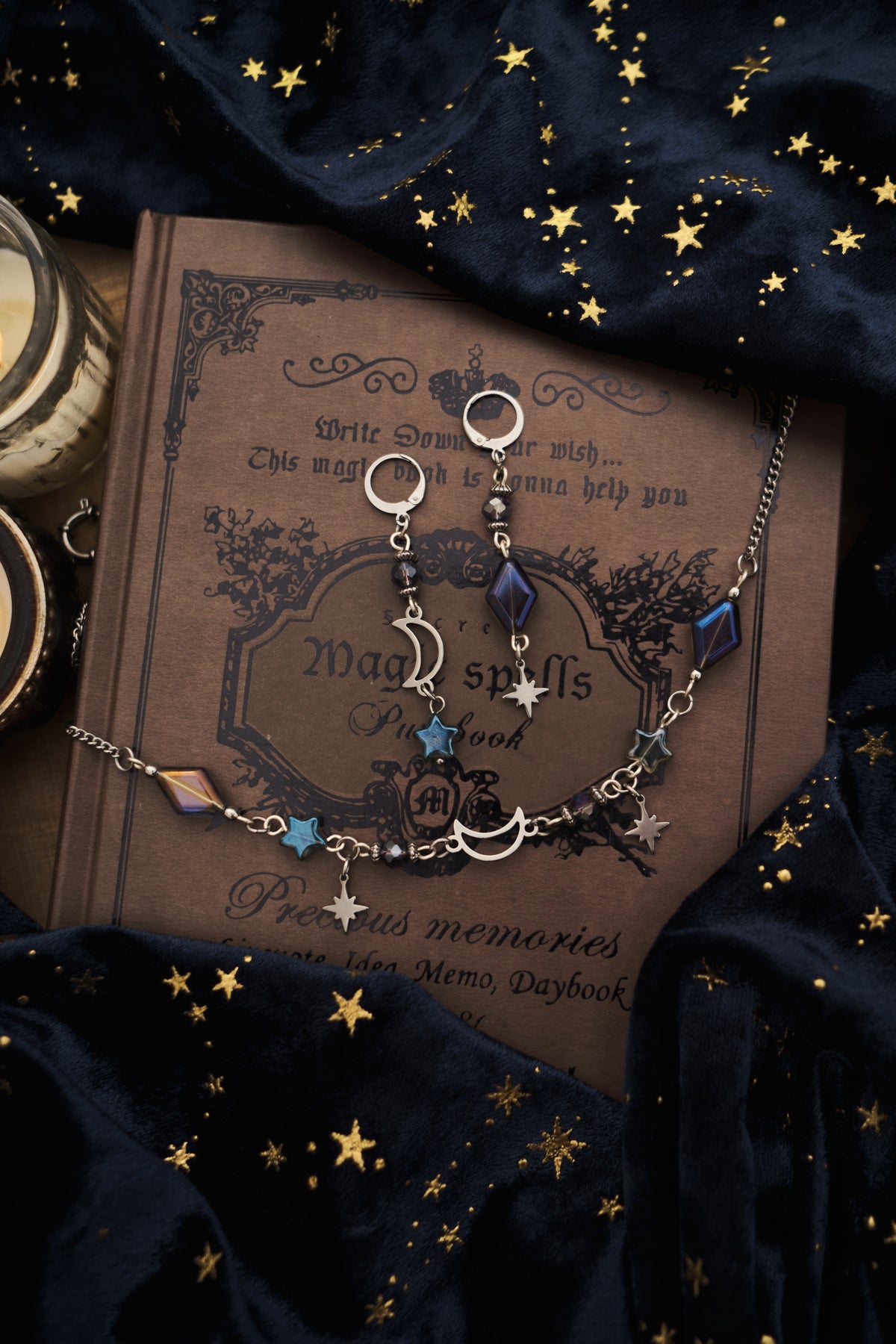 Pendientes de Luna y Estrella Estilo Whimsigoth