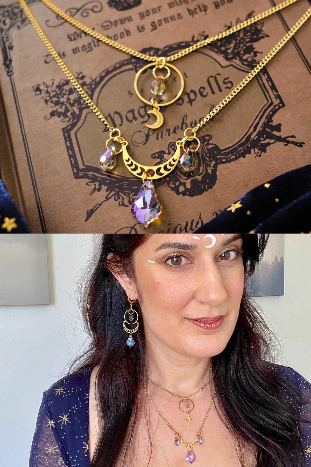 Collar Doble con Luna y Estrella efecto Atrapasol