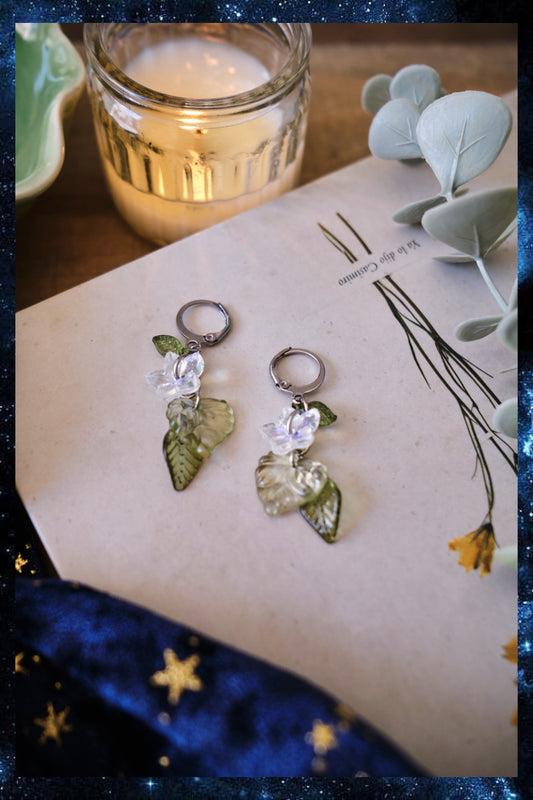 Pendientes Fairycore Hojitas y Flor
