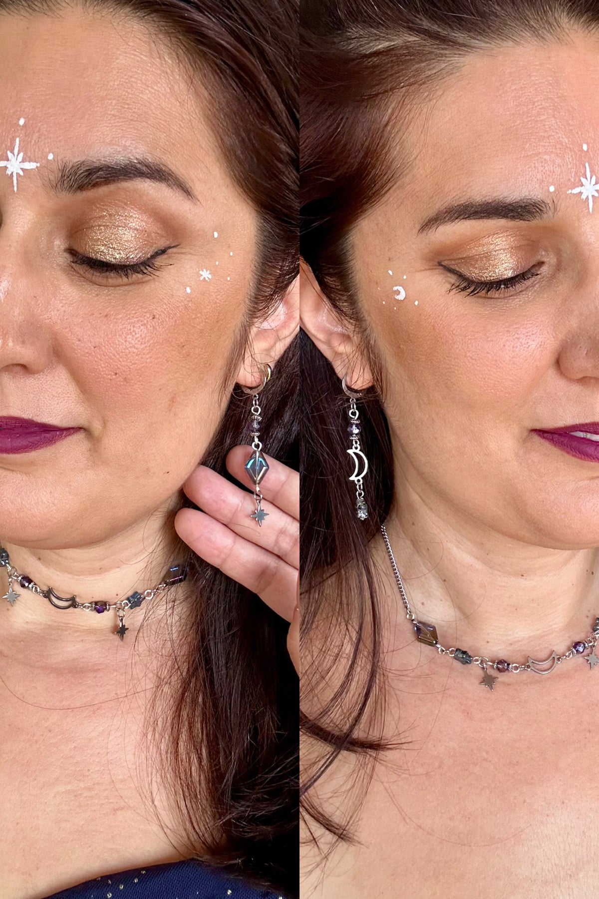 Pendientes de Luna y Estrella Estilo Whimsigoth