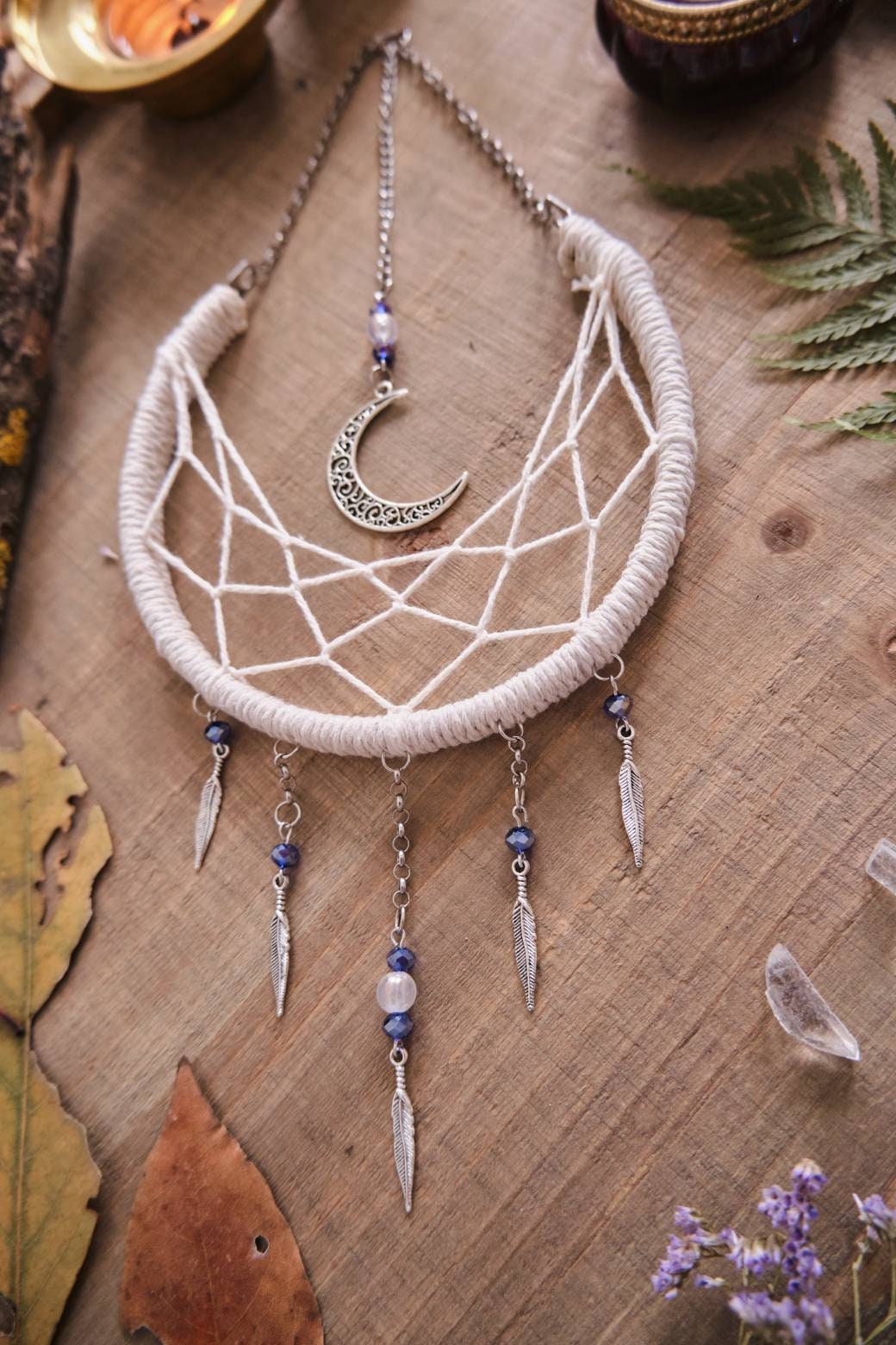 Small Black Moon DreamCatcher, Crescent Moon Decor