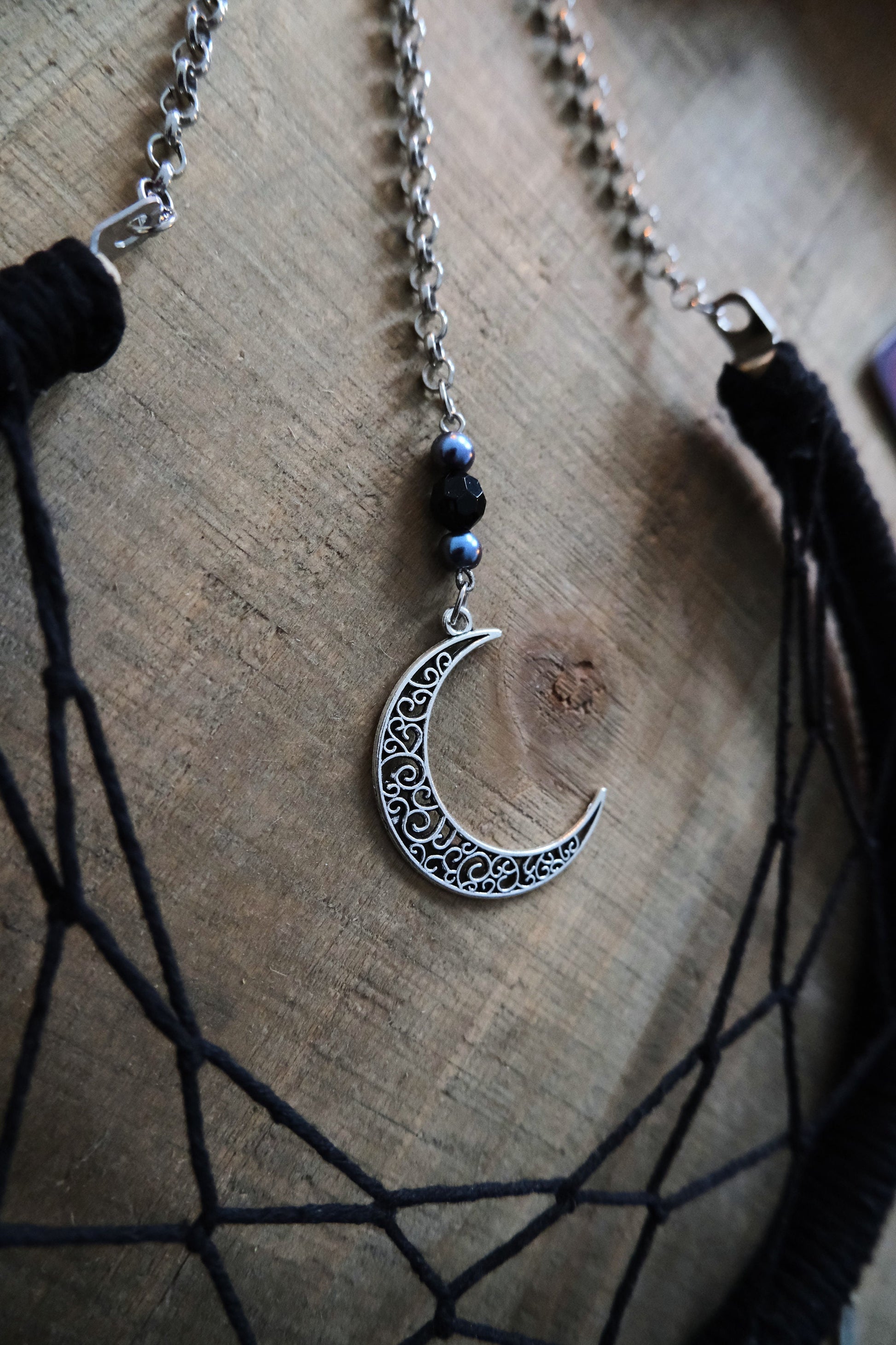 Small Moon Dreamcatcher, White Crescent Moon Decor