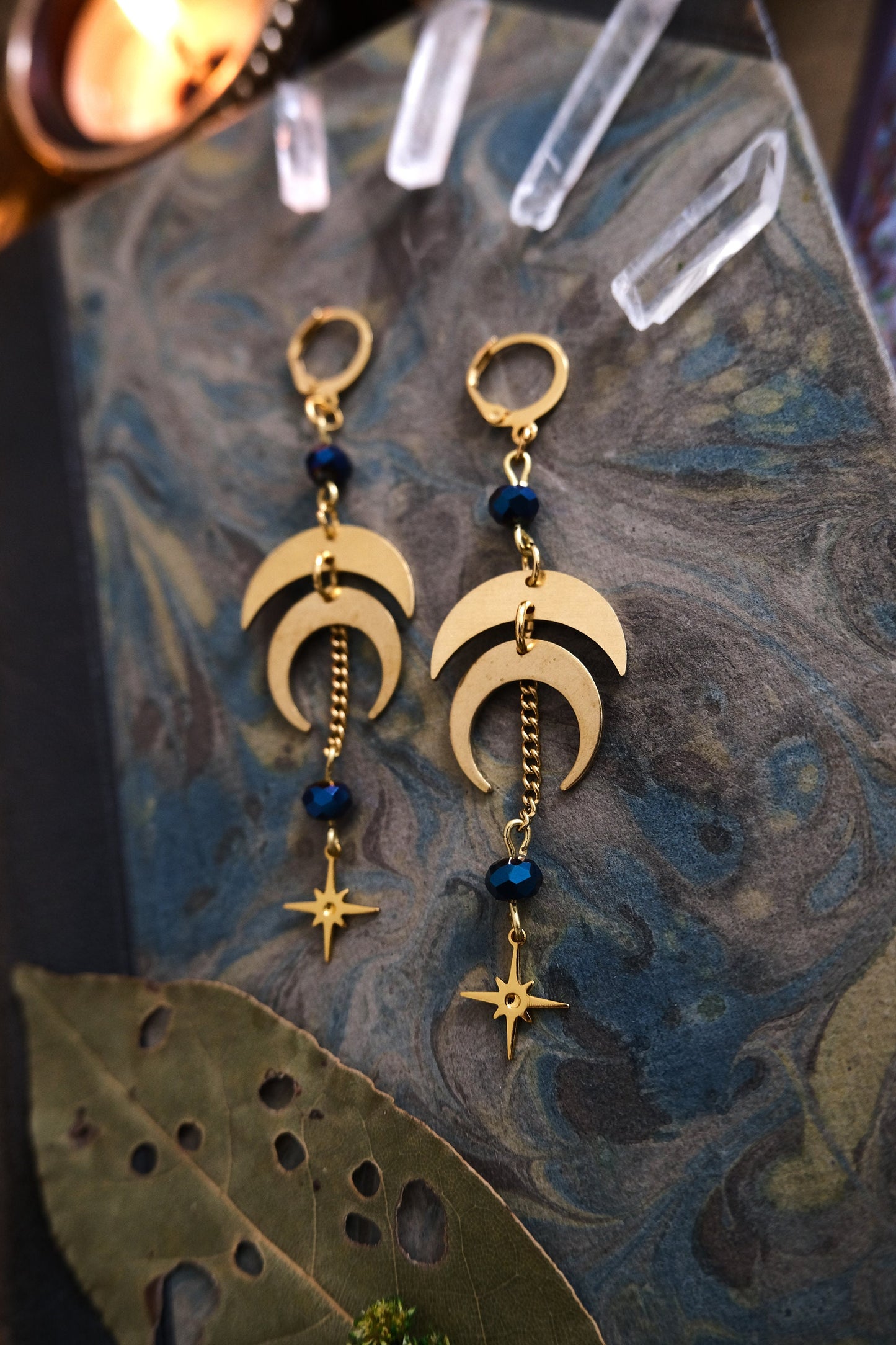 Silver Moon Phase Earrings, Whimsigothic Celestial Jewelry