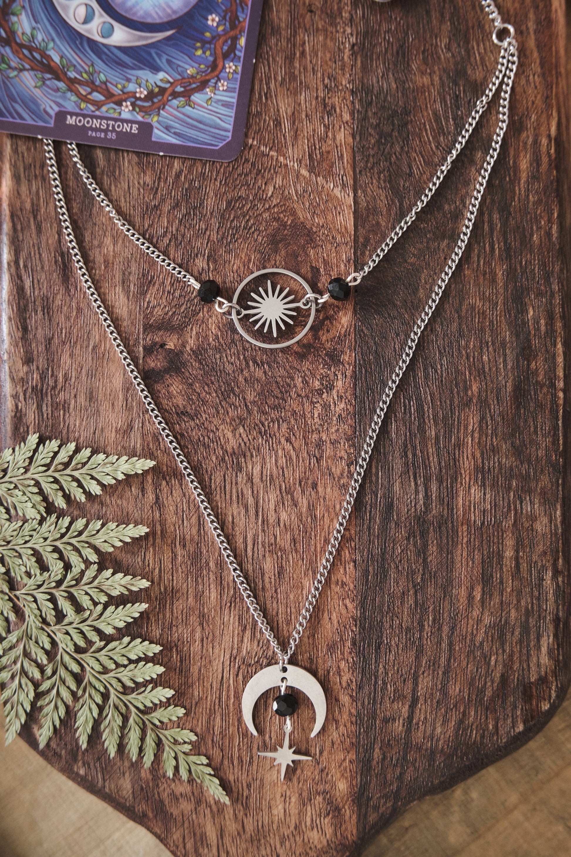 Witchy Choker Necklace, Celestial Silver Moon and Star Jewelry - Silver