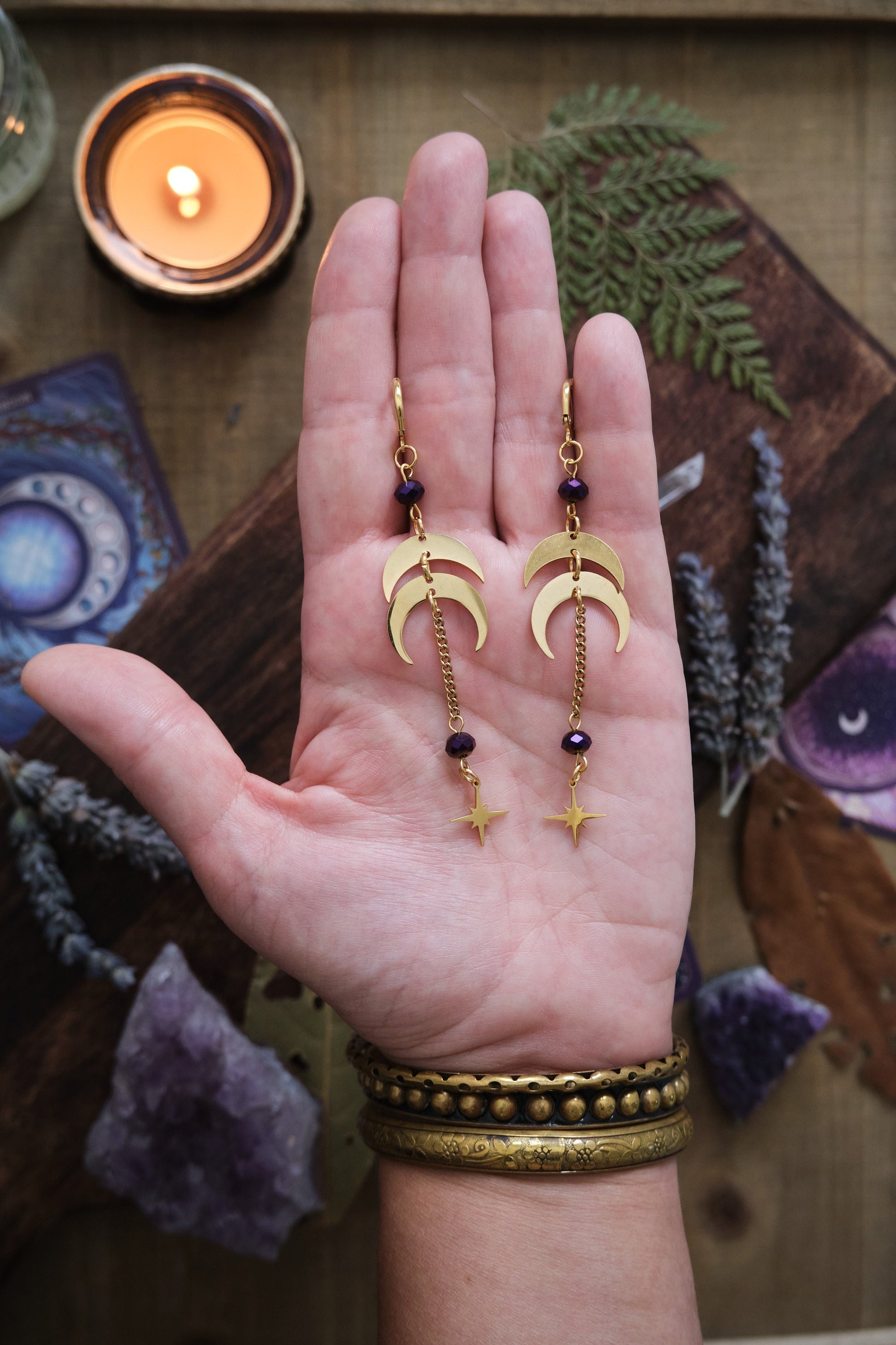 Silver Moon Phase Earrings, Whimsigothic Celestial Jewelry