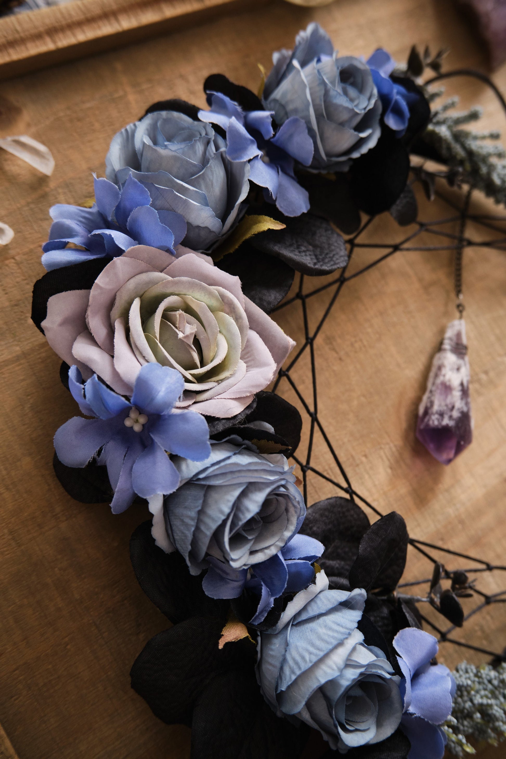Amethyst Crystal Dream Catcher Moon Wall Hanging