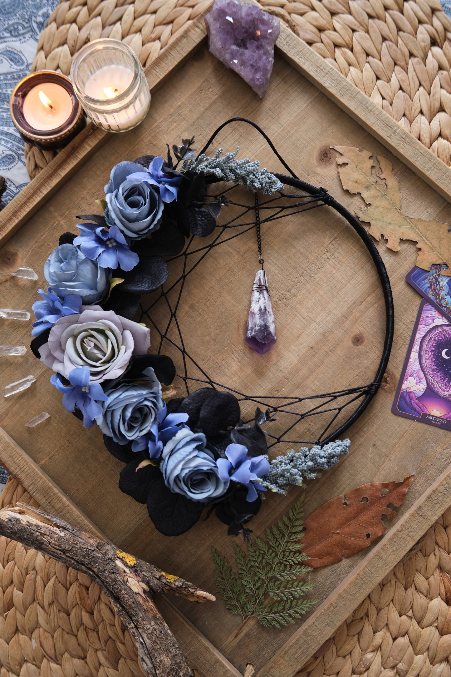 Amethyst Crystal Dream Catcher Moon Wall Hanging