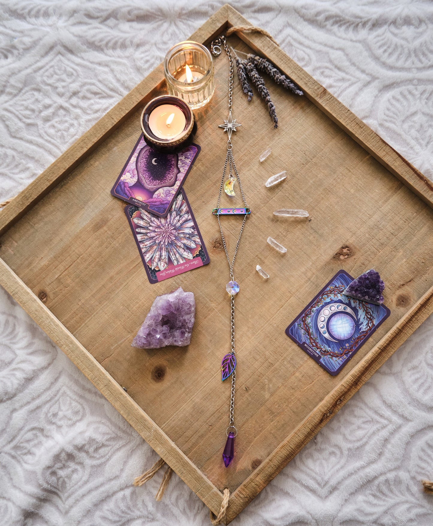 Silver and Purple Moon Suncatcher, Celestial Window Prism, Rainbow Maker