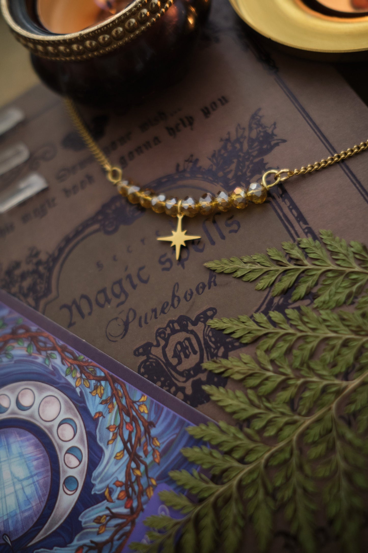 Dainty Gold Star Necklace, Personalizable! Moon or Star with Sparkly Beads, Choose your Color and Style! Gold Whimsigoth Jewelry