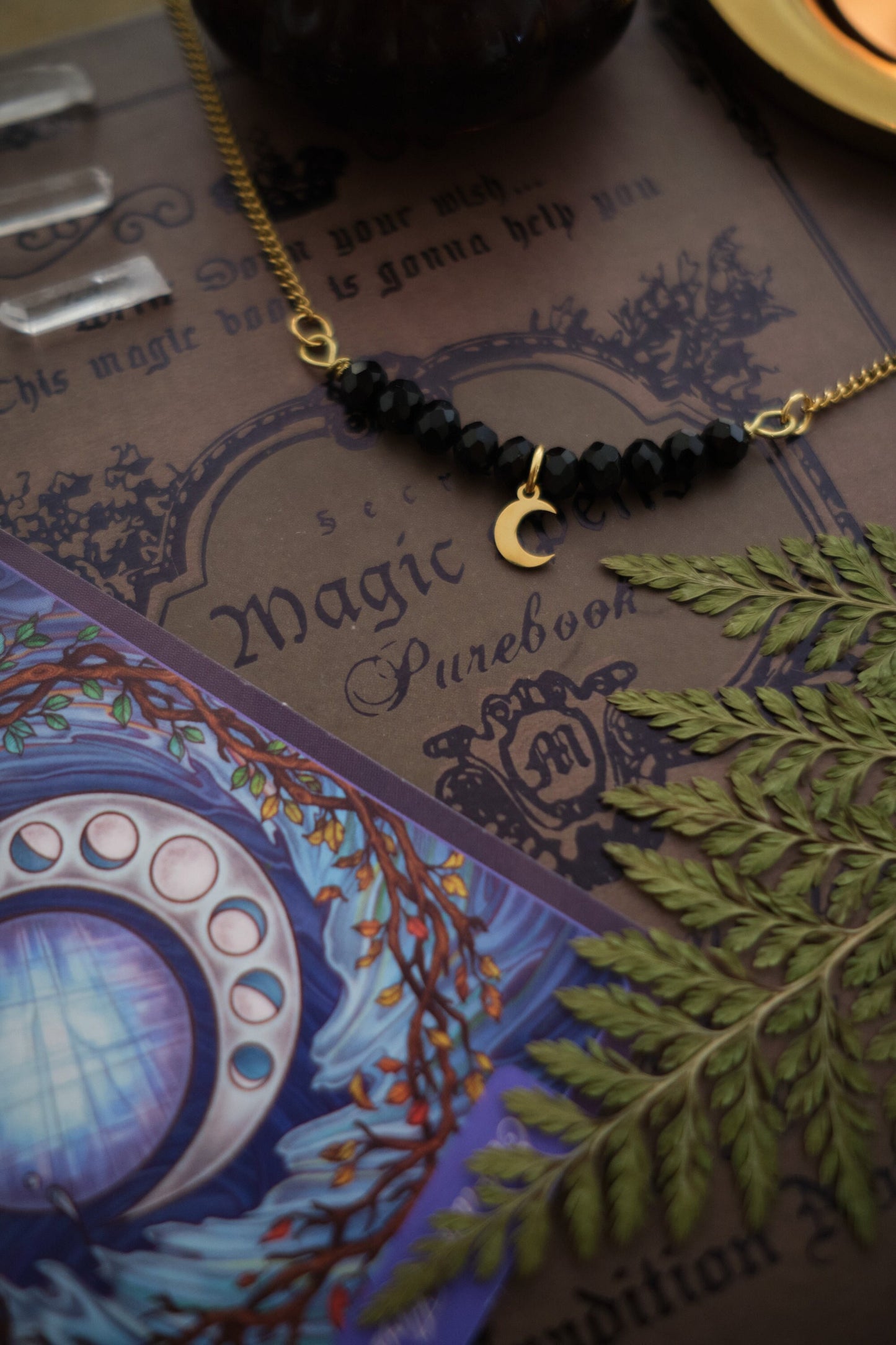 Dainty Gold Star Necklace, Personalizable! Moon or Star with Sparkly Beads, Choose your Color and Style! Gold Whimsigoth Jewelry