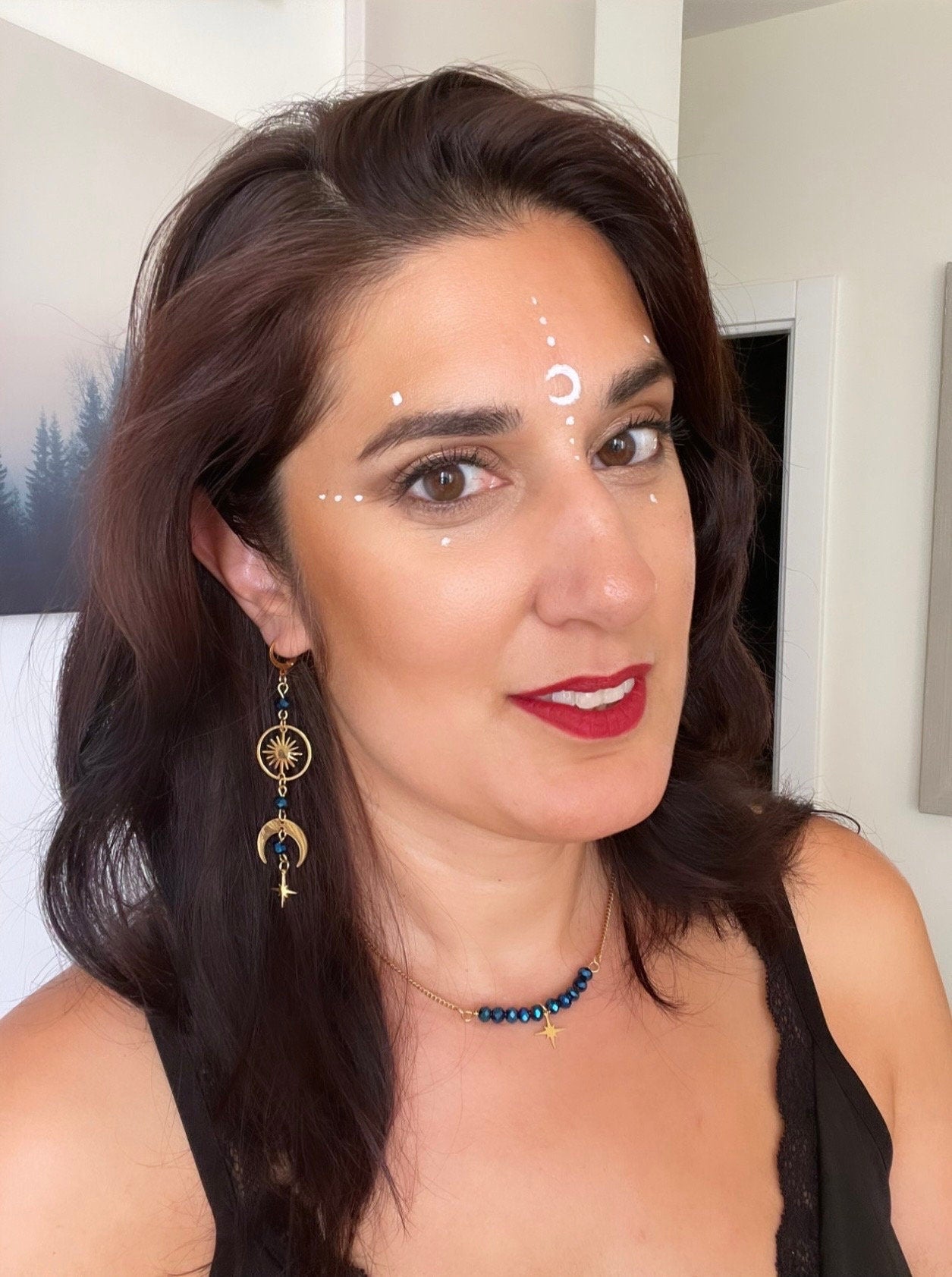 Dainty Gold Star Necklace, Personalizable! Moon or Star with Sparkly Beads, Choose your Color and Style! Gold Whimsigoth Jewelry