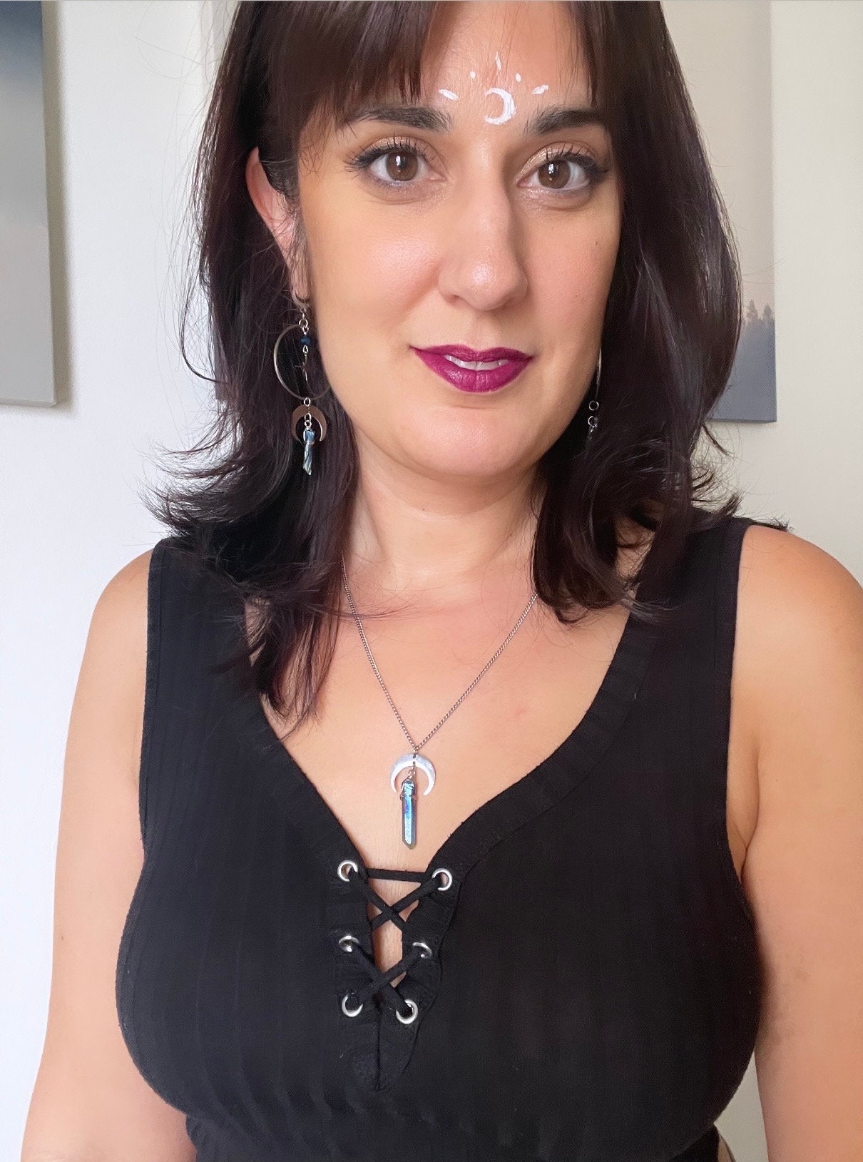 Silver Moon Quartz Crystal Necklace