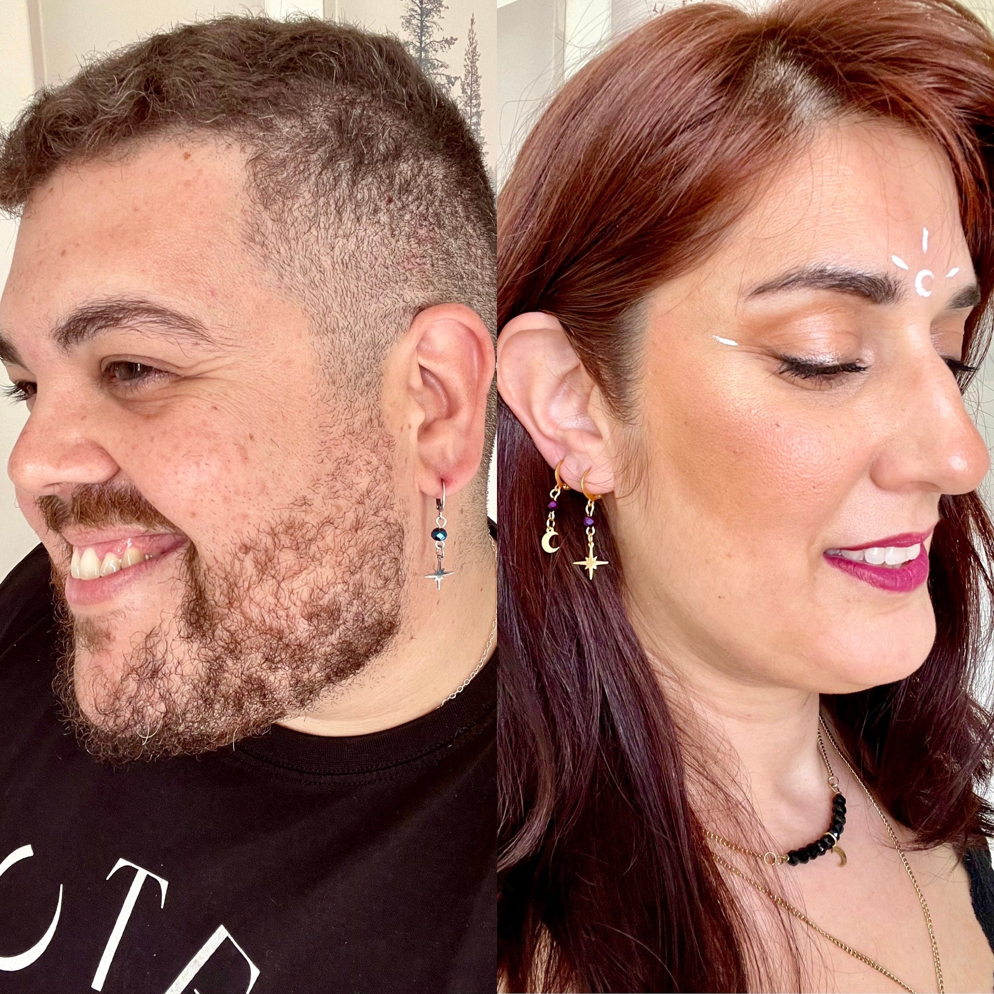 Witchy Earrings for Men and Women, Minimalist Moon and Star Earrings, Stacking Jewelry for Boys and Girls, Whimsigoth Style - Gold