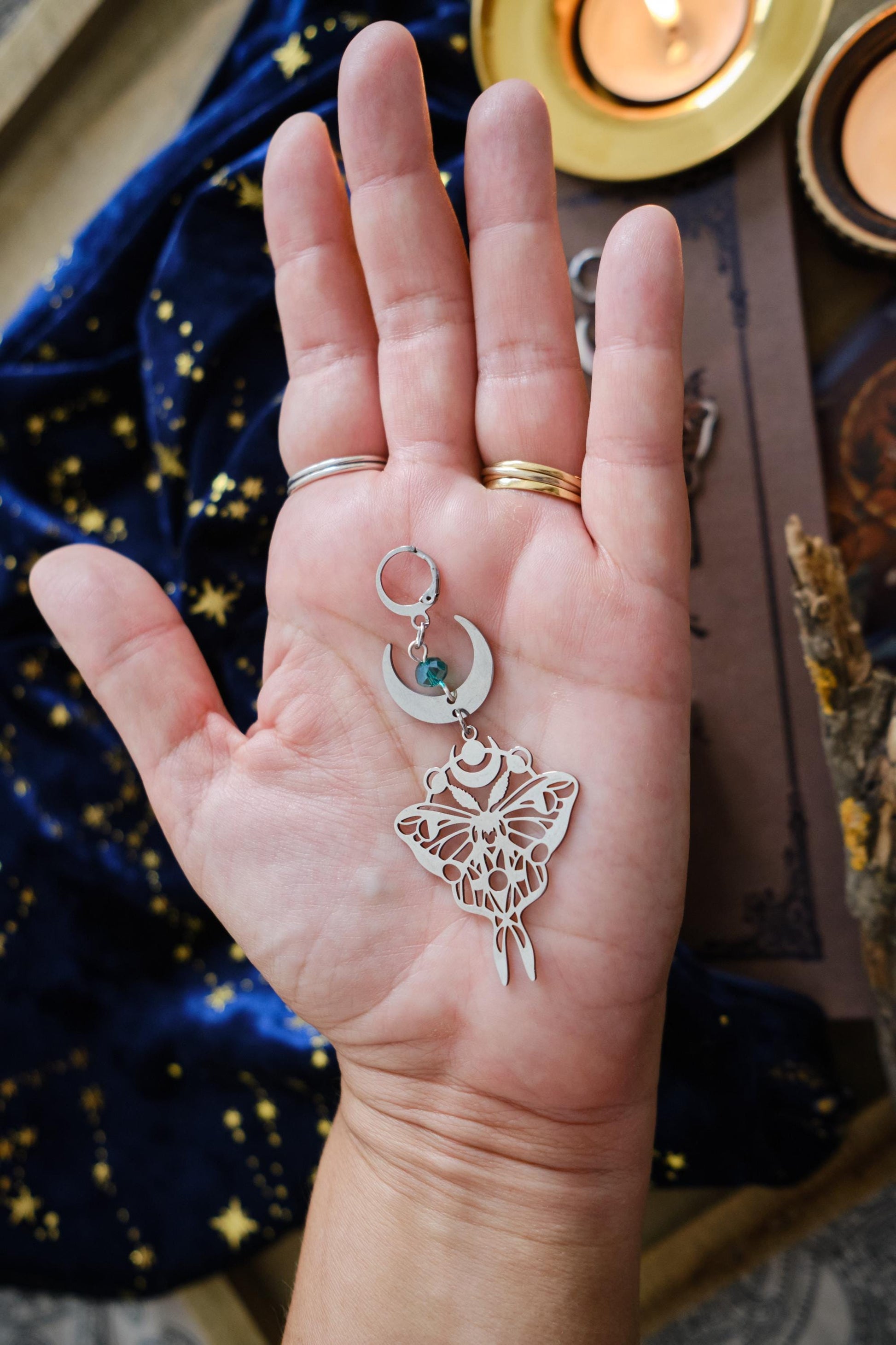 Moon Butterfly Earrings, Luna Moth Earrings, Statement Celestial Jewelry