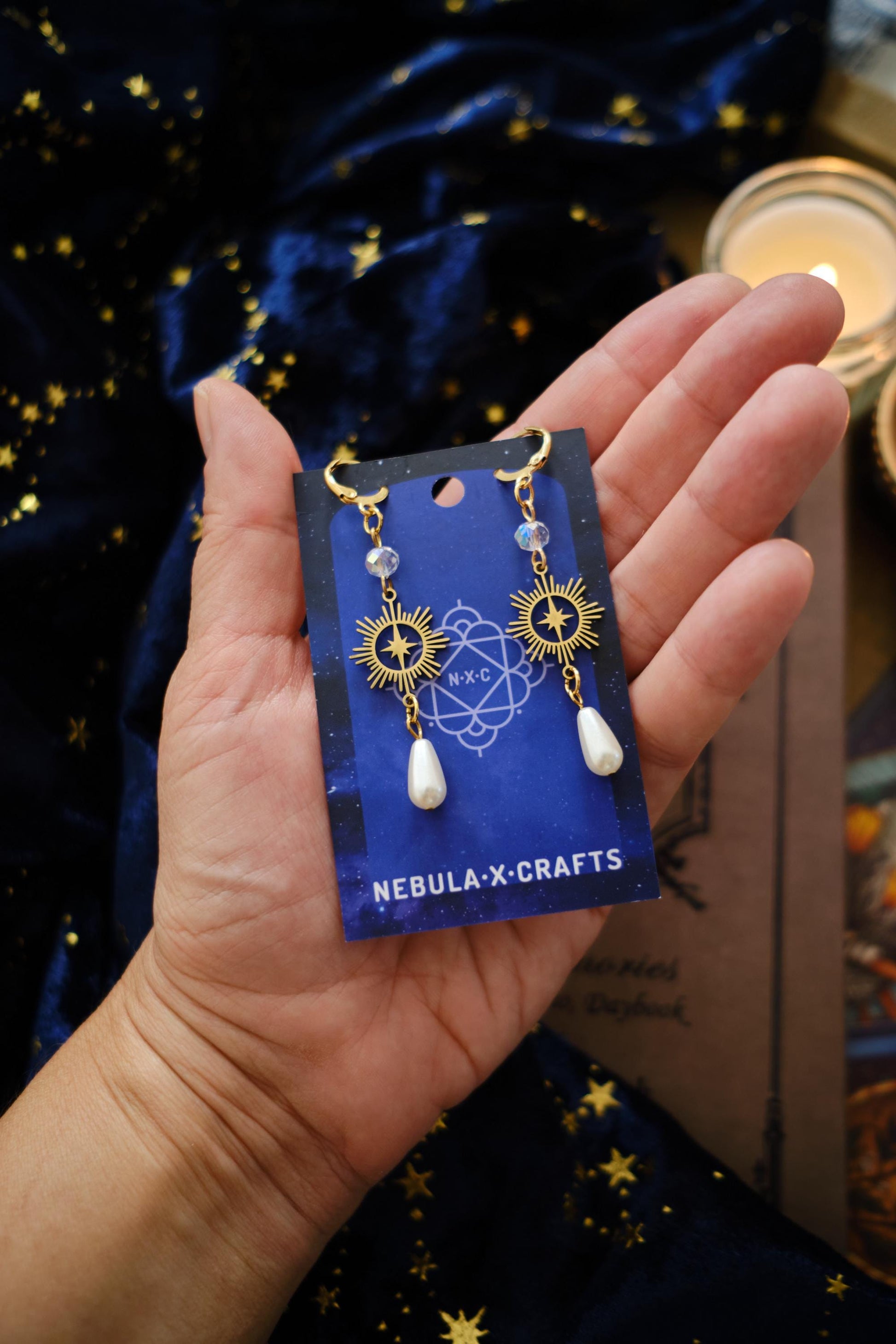 Mystical Bridal Earrings, Pearly White Celestial Whimsigoth Style Jewelry