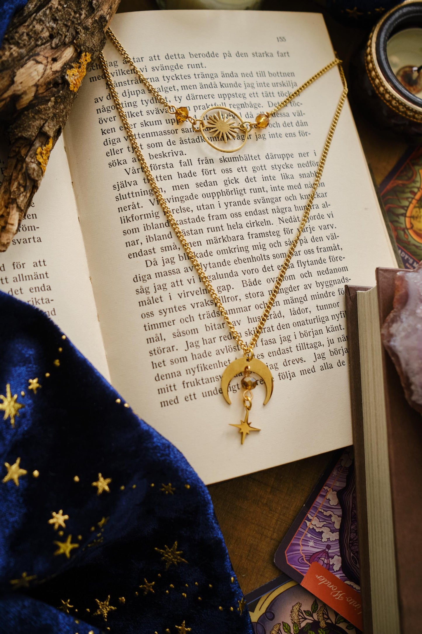 Witchy Choker Necklace, Celestial Moon and Star Jewelry, Whimsigoth Style - Gold
