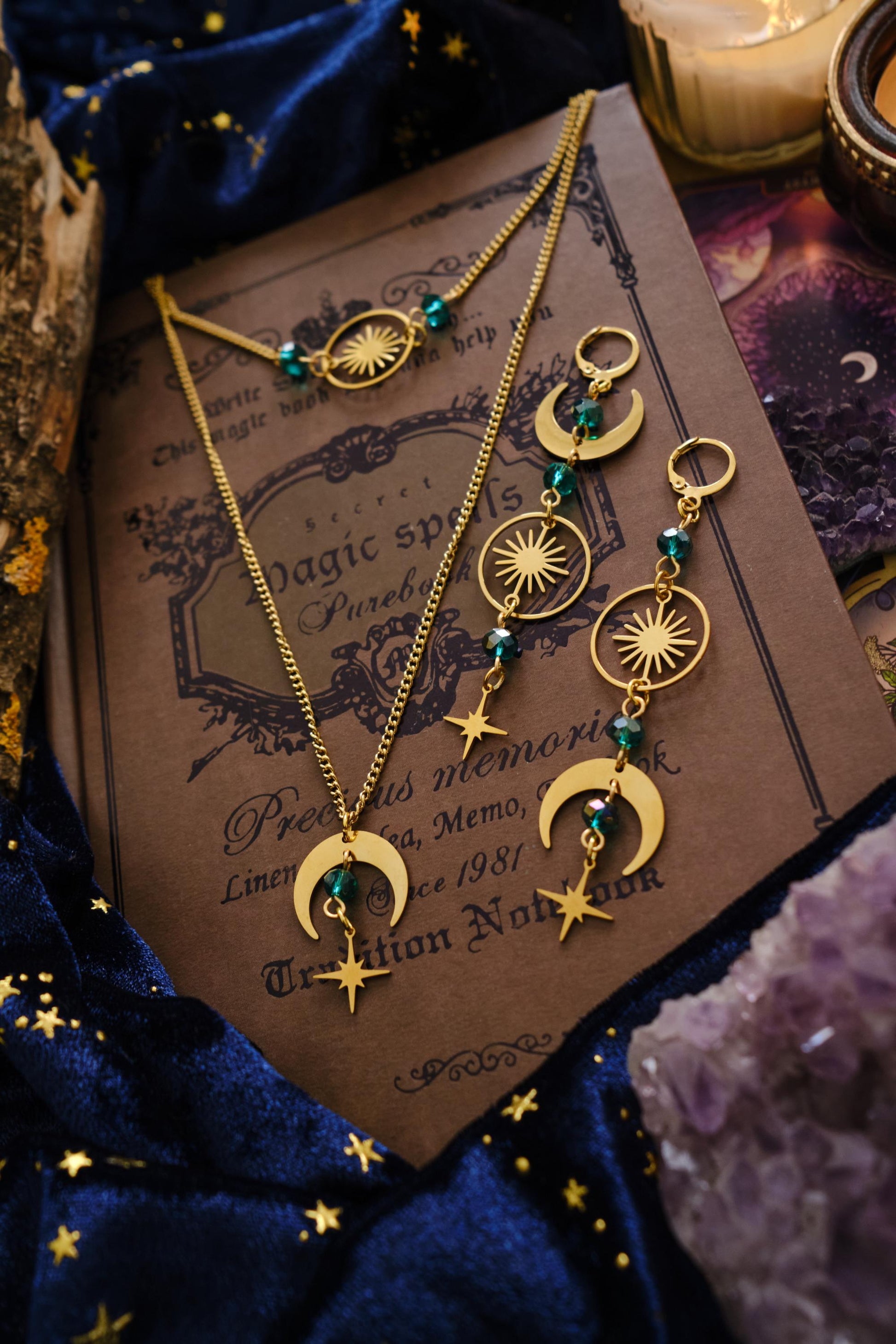 Celestial Choker Necklace, Witchy Moon and Star Jewelry, Whimsigoth Style