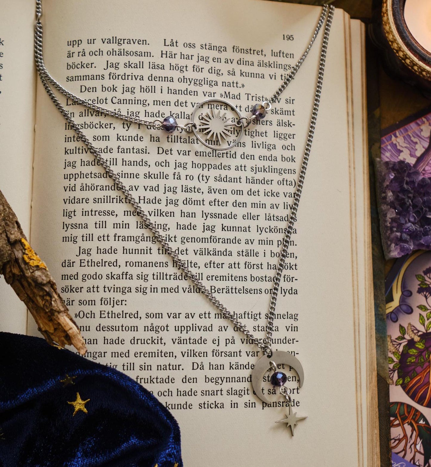 Witchy Choker Necklace, Celestial Silver Moon and Star Jewelry - Silver