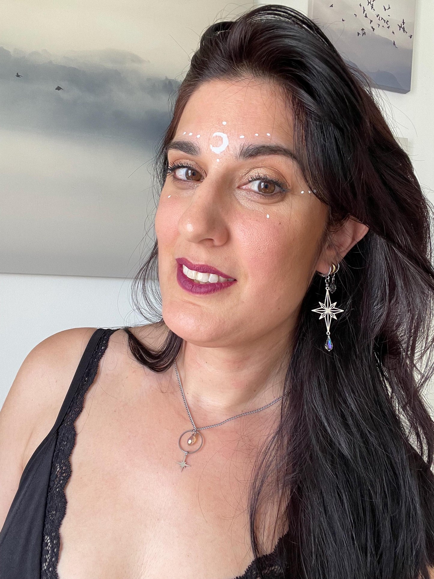 North Star Suncatcher Earrings Celestial Rainbow Maker Crystal Jewelry