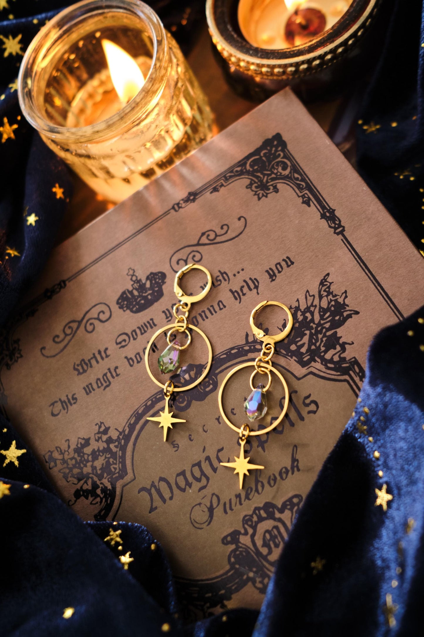 Dainty Celestial Earrings, Sparkly Moon and Star Minimalist Simple Style, Whimsigoth Jewelry - Gold