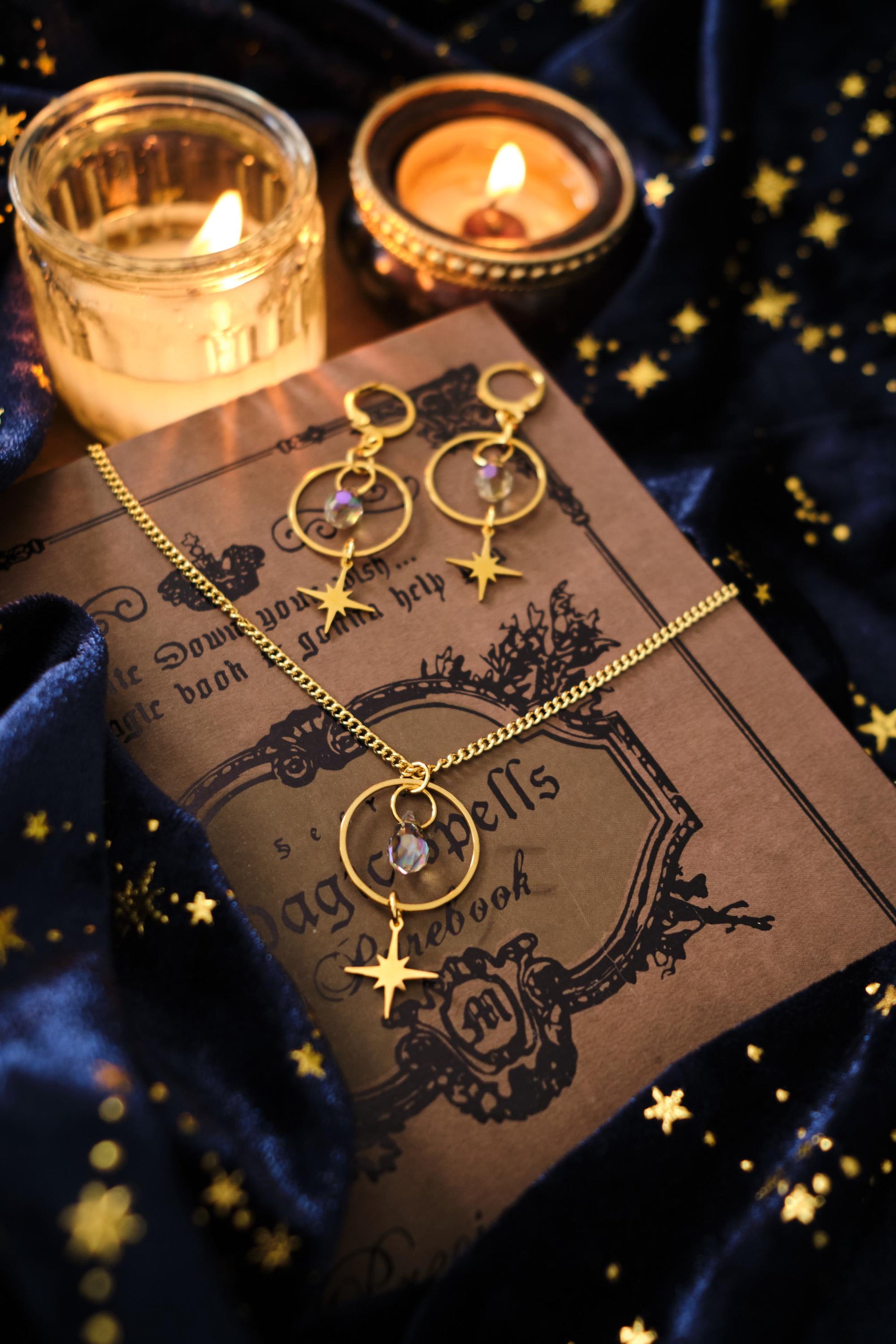 Dainty Celestial Earrings, Sparkly Moon and Star Minimalist Simple Style, Whimsigoth Jewelry - Gold