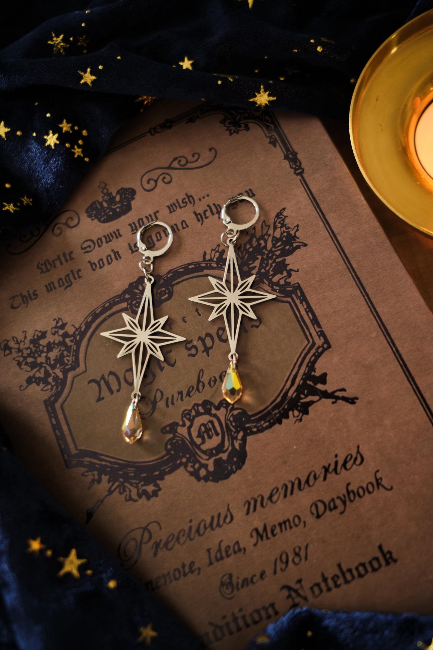 North Star Suncatcher Earrings Celestial Rainbow Maker Crystal Jewelry