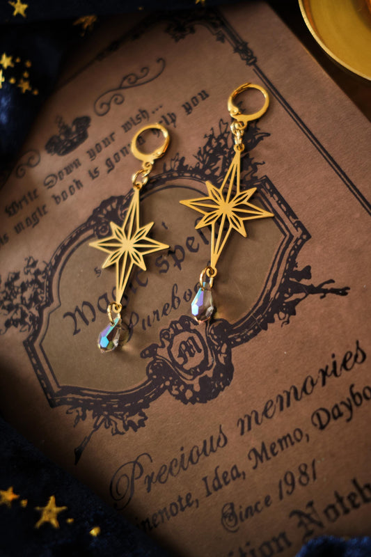 North Star Suncatcher Earrings Celestial Rainbow Maker Crystal Jewelry
