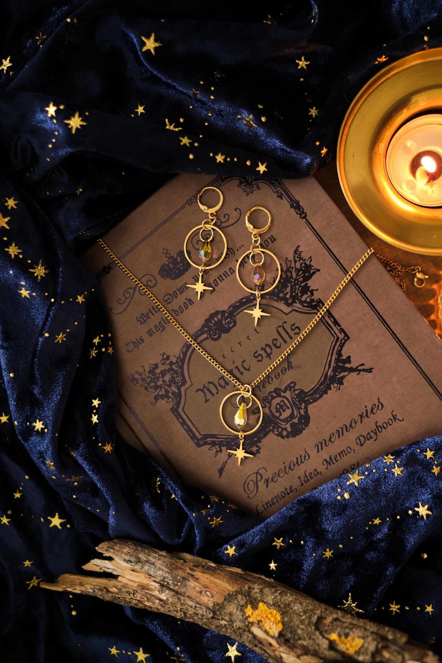 Dainty Celestial Earrings, Sparkly Moon and Star Minimalist Simple Style, Whimsigoth Jewelry - Gold