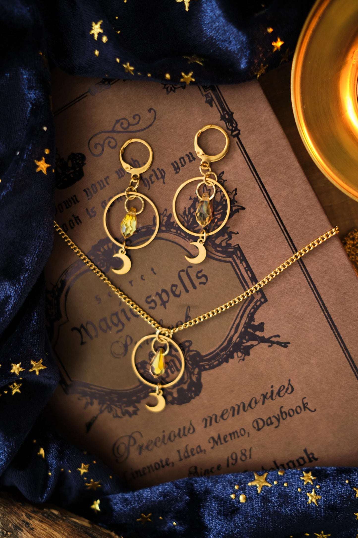 Dainty Celestial Earrings, Sparkly Moon and Star Minimalist Simple Style, Whimsigoth Jewelry - Gold