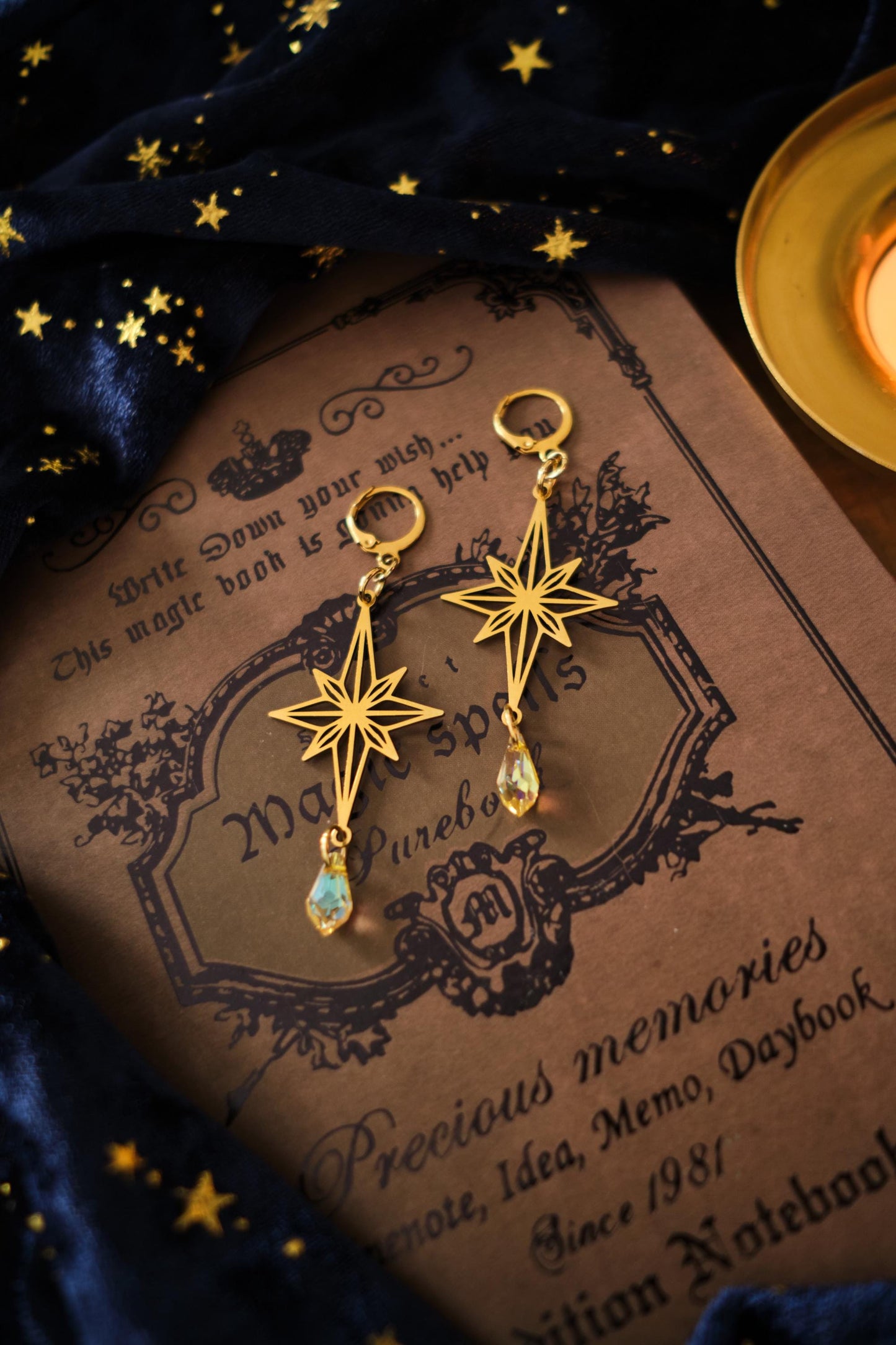 North Star Suncatcher Earrings Celestial Rainbow Maker Crystal Jewelry