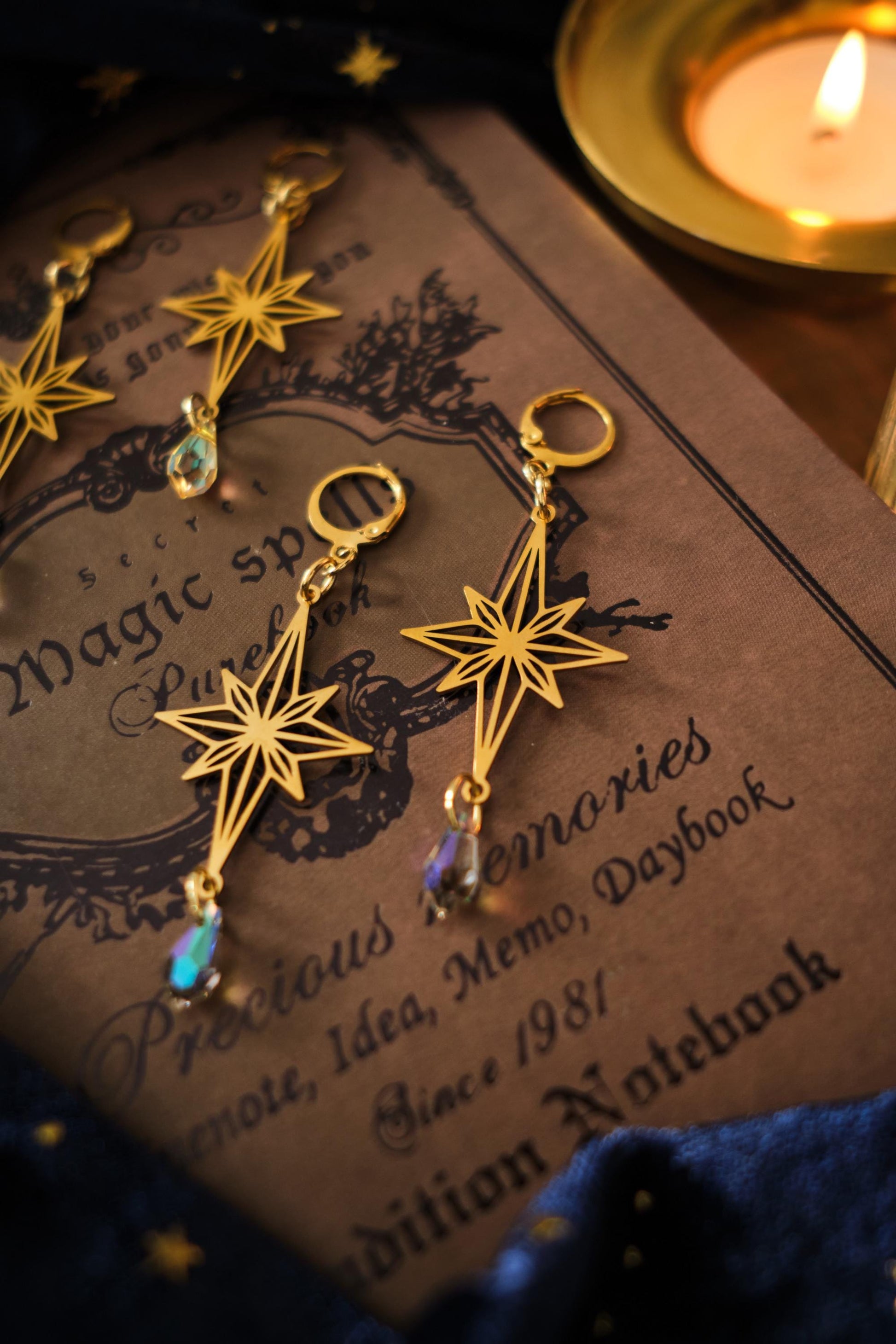 North Star Suncatcher Earrings Celestial Rainbow Maker Crystal Jewelry