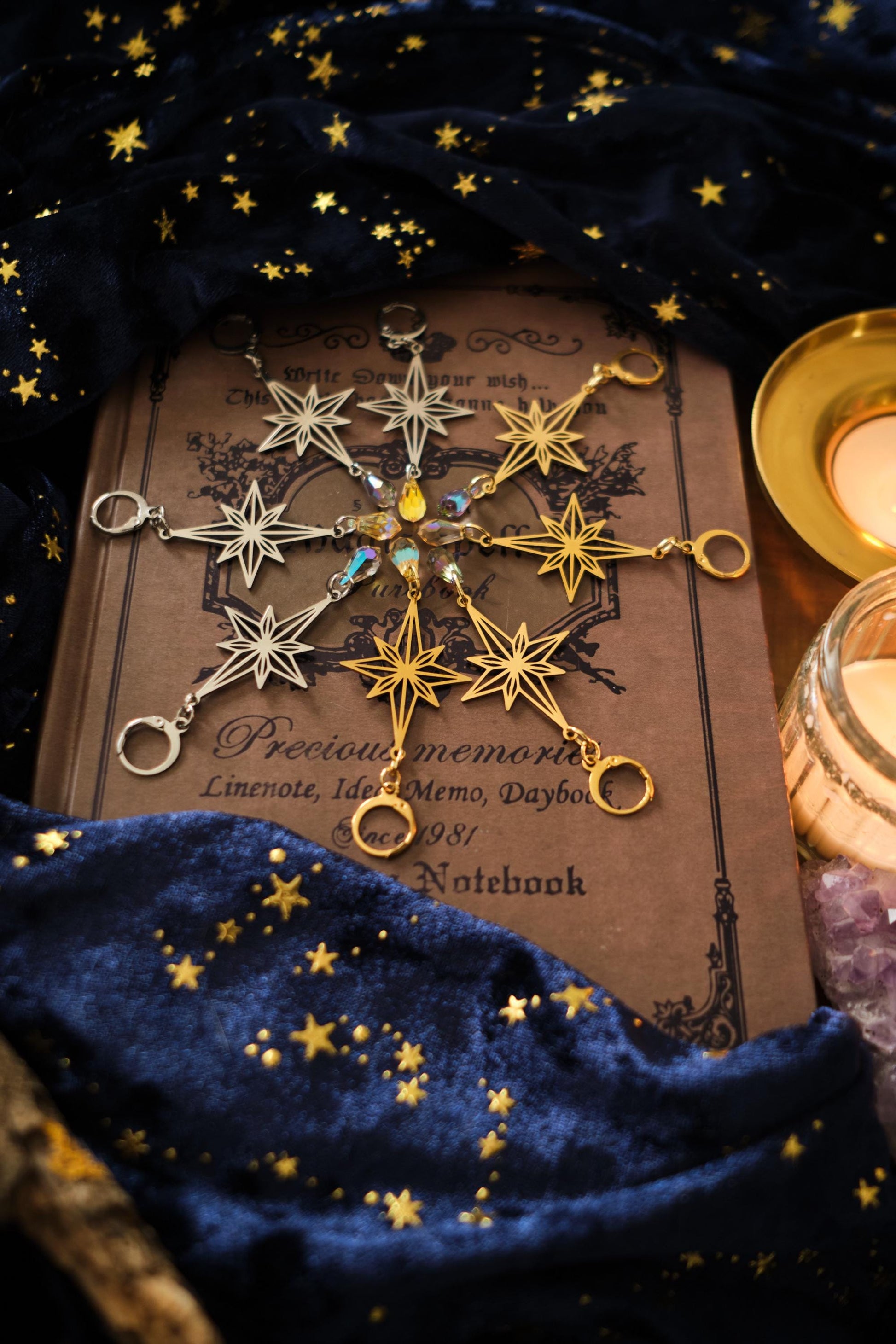 North Star Suncatcher Earrings Celestial Rainbow Maker Crystal Jewelry
