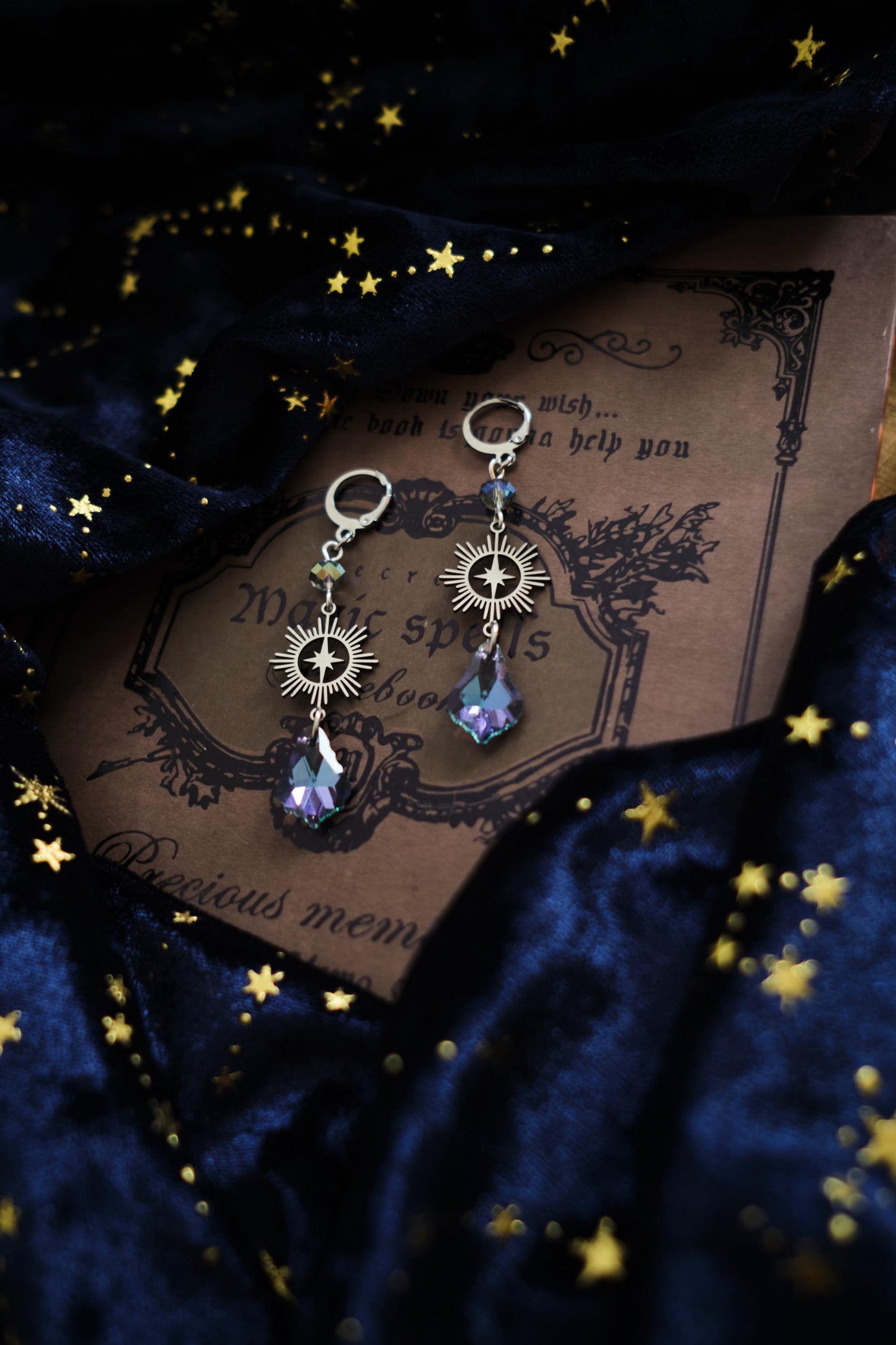 Mystical Bridal Earrings, Pearly White Celestial Whimsigoth Style Jewelry