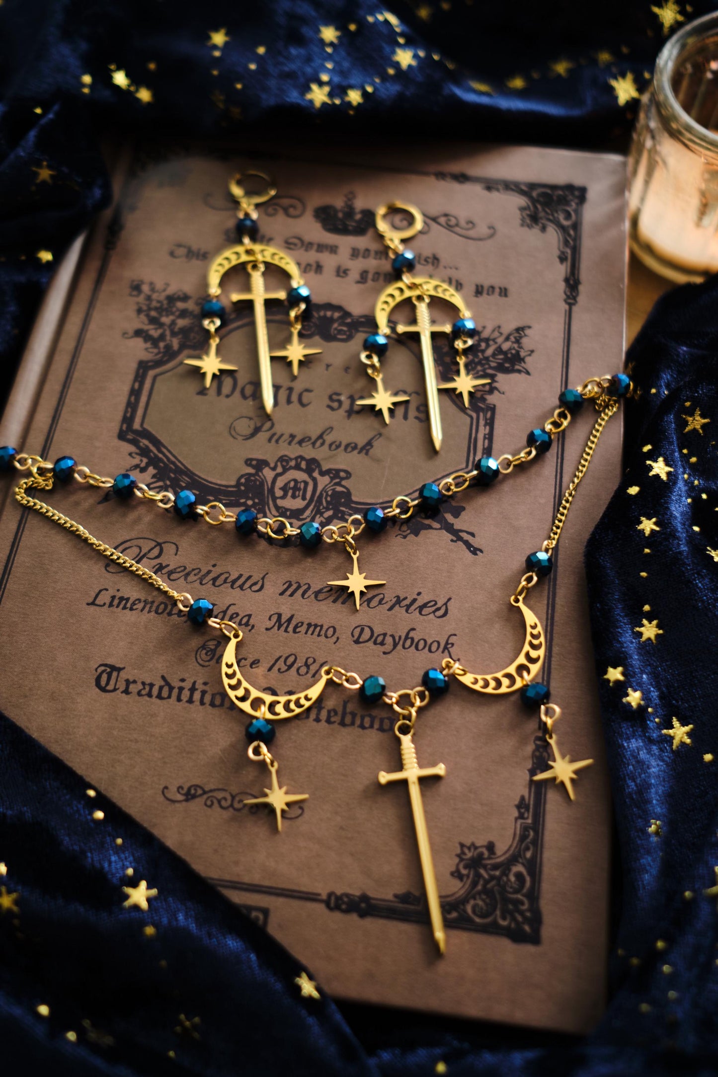Silver Sword and Star Earrings, Romantasy inspired Celestial Jewelry
