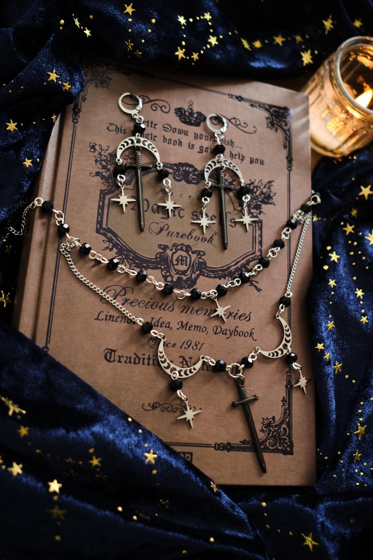 Romantasy Sword and Star Earrings, Fantasy Celestial Jewelry