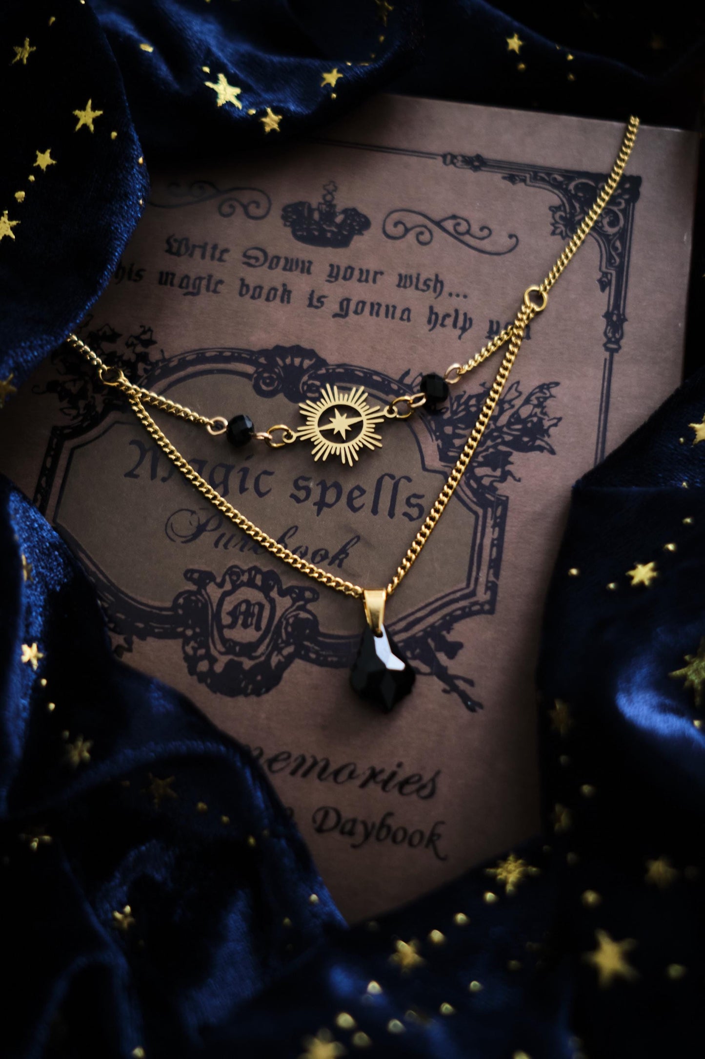 Witchy Whimsigoth Necklace, Celestial 2-strand Necklace, Witchy Jewelry